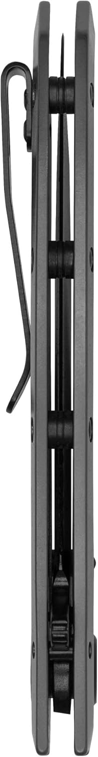 Kershaw Grid Folding Pocket Knife, 3.7 inch Black Serrated Blade, Steel Handle, Pocketclip