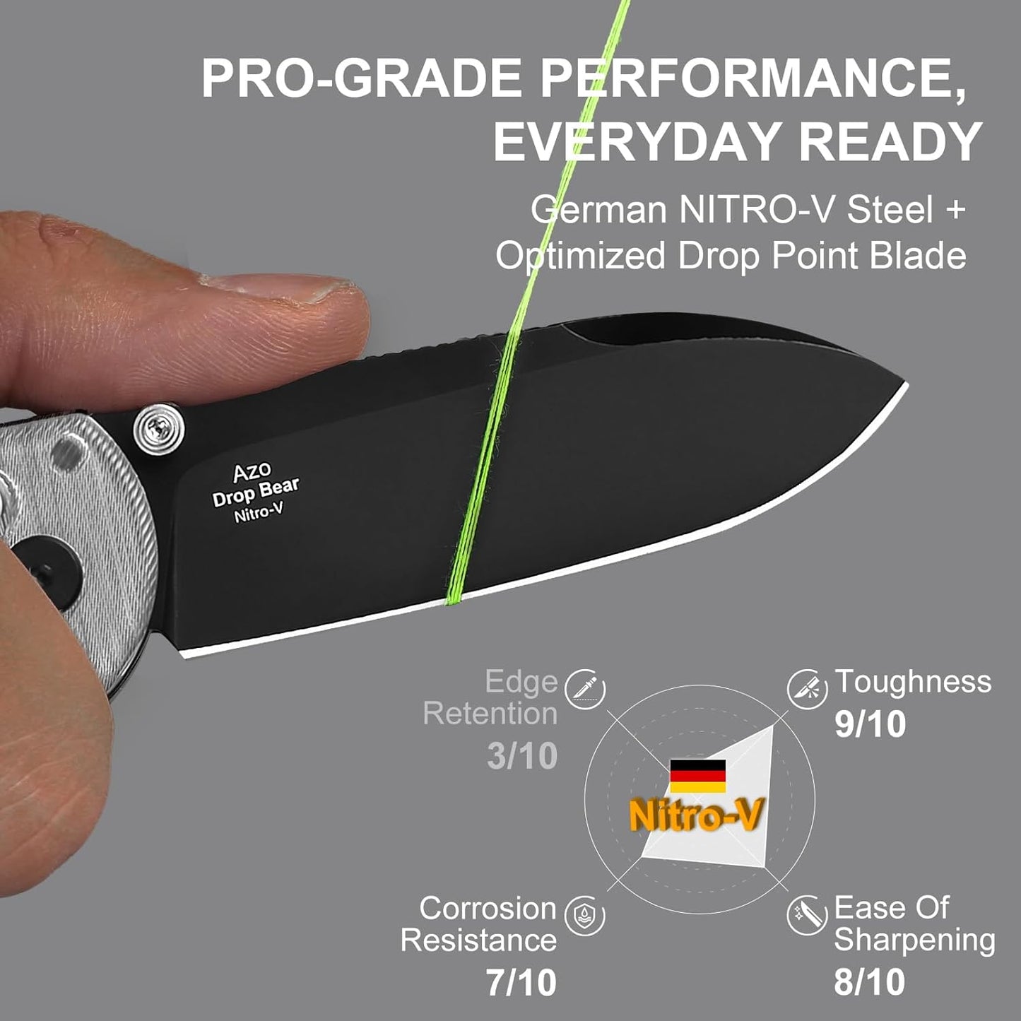 Kizer Drop Bear EDC Pocket Knife, 2.97” Nitro-V Blade Acrylic Handle Folding Knife with Thumb Stud Opener, Clutch Lock EDC Knives for Hunting Camping Fishing, Gift for Men Women V3619A15