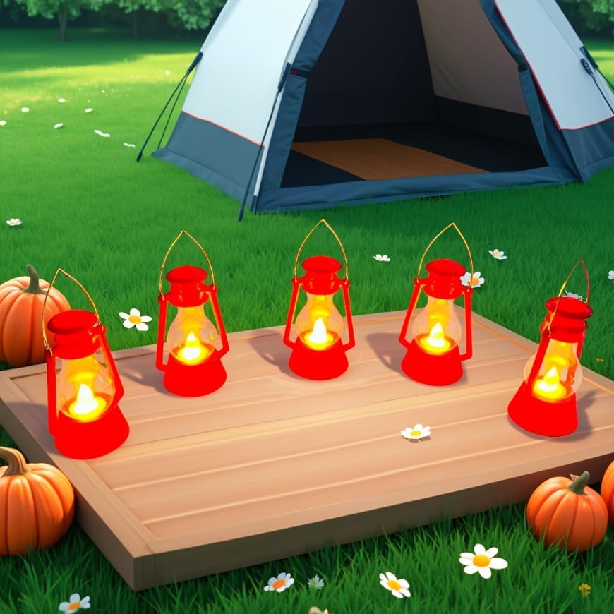 12 Pack Mini Lantern for Little Cowboy Centerpieces Tables Ideas Western Party Favor Decorations Wedding Decor Camping with 4inch Flickering LED Candle, Vintage Table Toppers Decorative