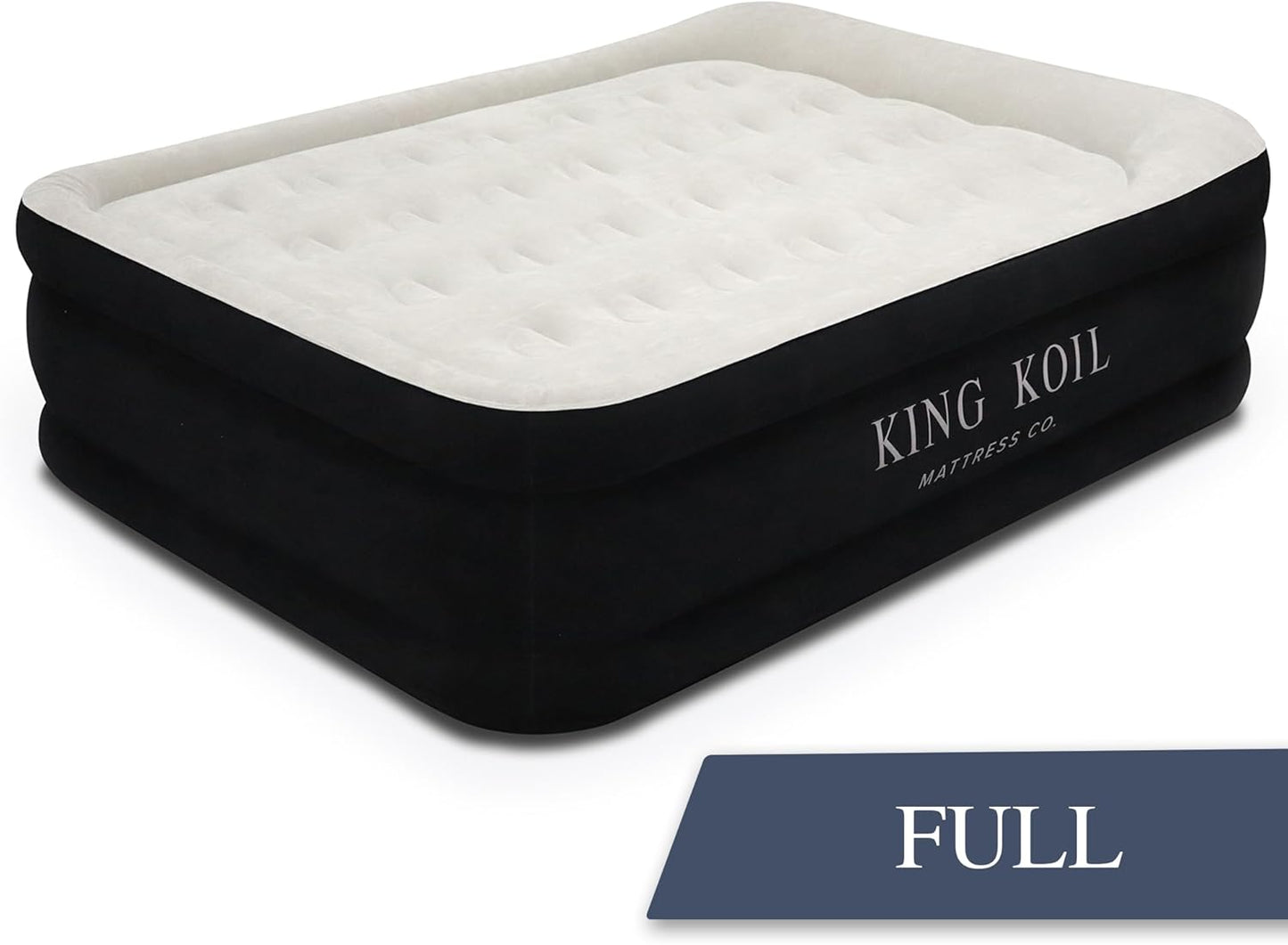 King Koil Luxury Full Size Plush Pillow Top Air Mattress with Built-in High-Speed Pump for Home, Camping & Guests 20" Inflatable Double High Blow Up Airbed, Durable, Waterproof