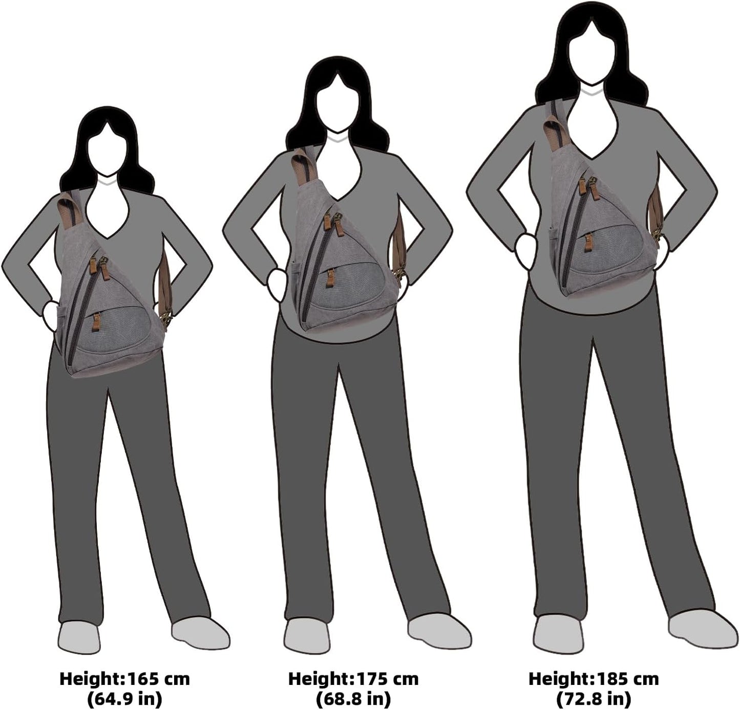 KL928 Canvas Sling Bag - Small Crossbody Backpack Shoulder Casual Daypack Rucksack for Men Women(Large Version)