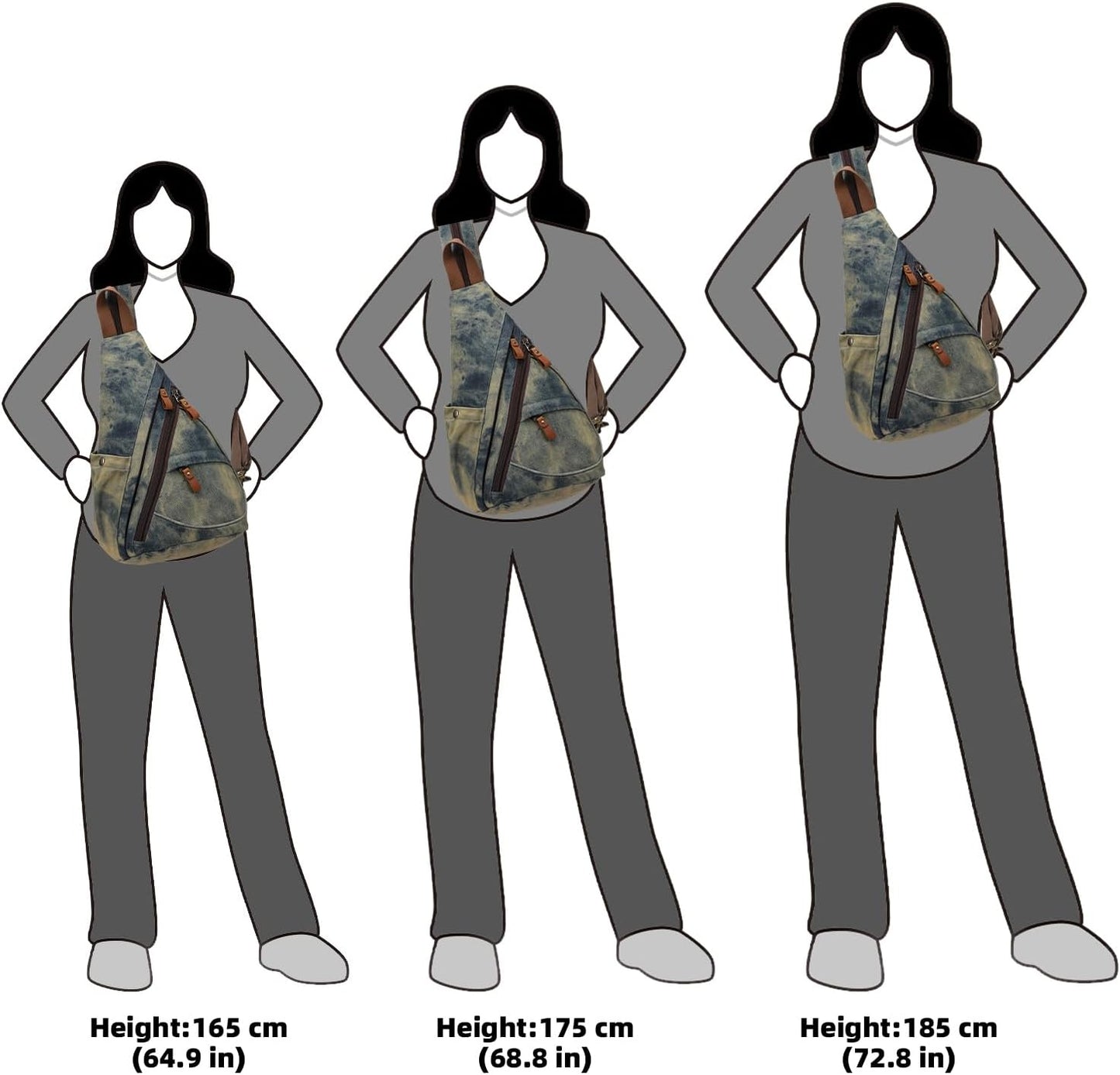 KL928 Canvas Sling Bag - Small Crossbody Backpack Shoulder Casual Daypack Rucksack for Men Women(Large Version)