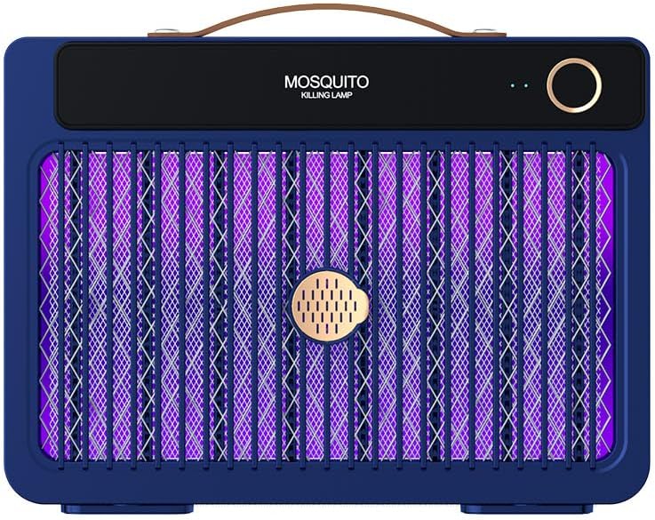 Portable Mosquito Killer Lamp with 4000mAh Rechargeable Battery, Indoor and Outdoor Use, Silent Bug Zapper, Cordless Electric Mosquito Trap for Camping, Home, and Travel (Blue)