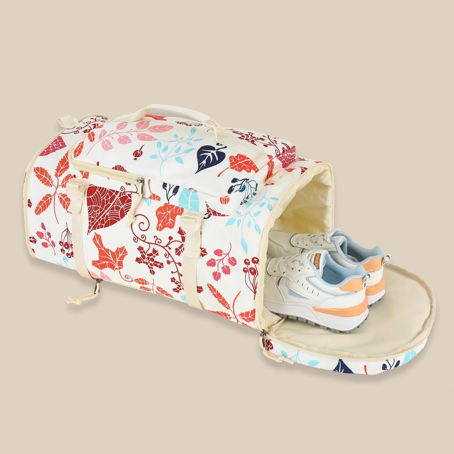 Kalesi Floral Gym Duffle Bag Backpack 4 ways for Women Waterproof with Shoes Compartment for travel Sport Hiking laptop Lightweight, XL