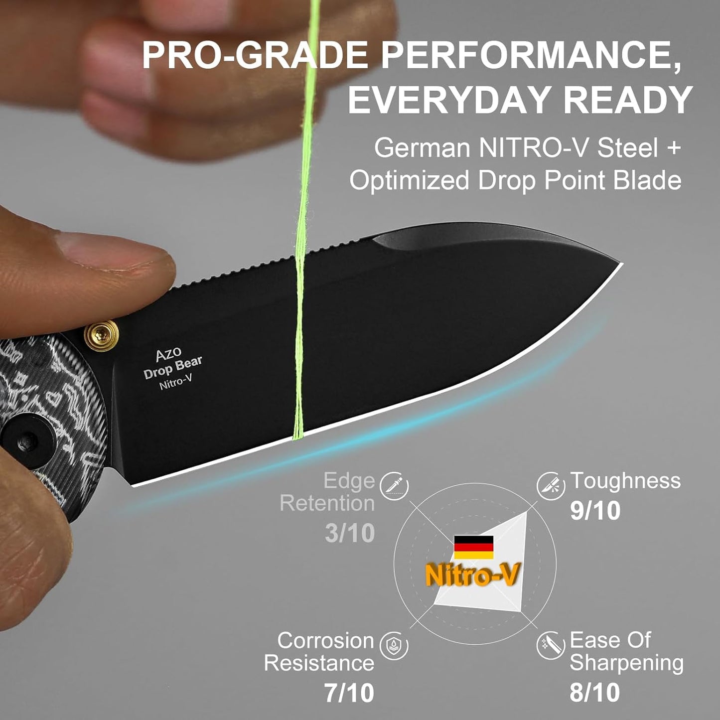 Kizer Drop Bear EDC Pocket Knife, 2.97” Nitro-V Blade Acrylic Handle Folding Knife, Birthday Gift for Father Mother Friends, Clutch Lock EDC Knives for Men Women V3619A13