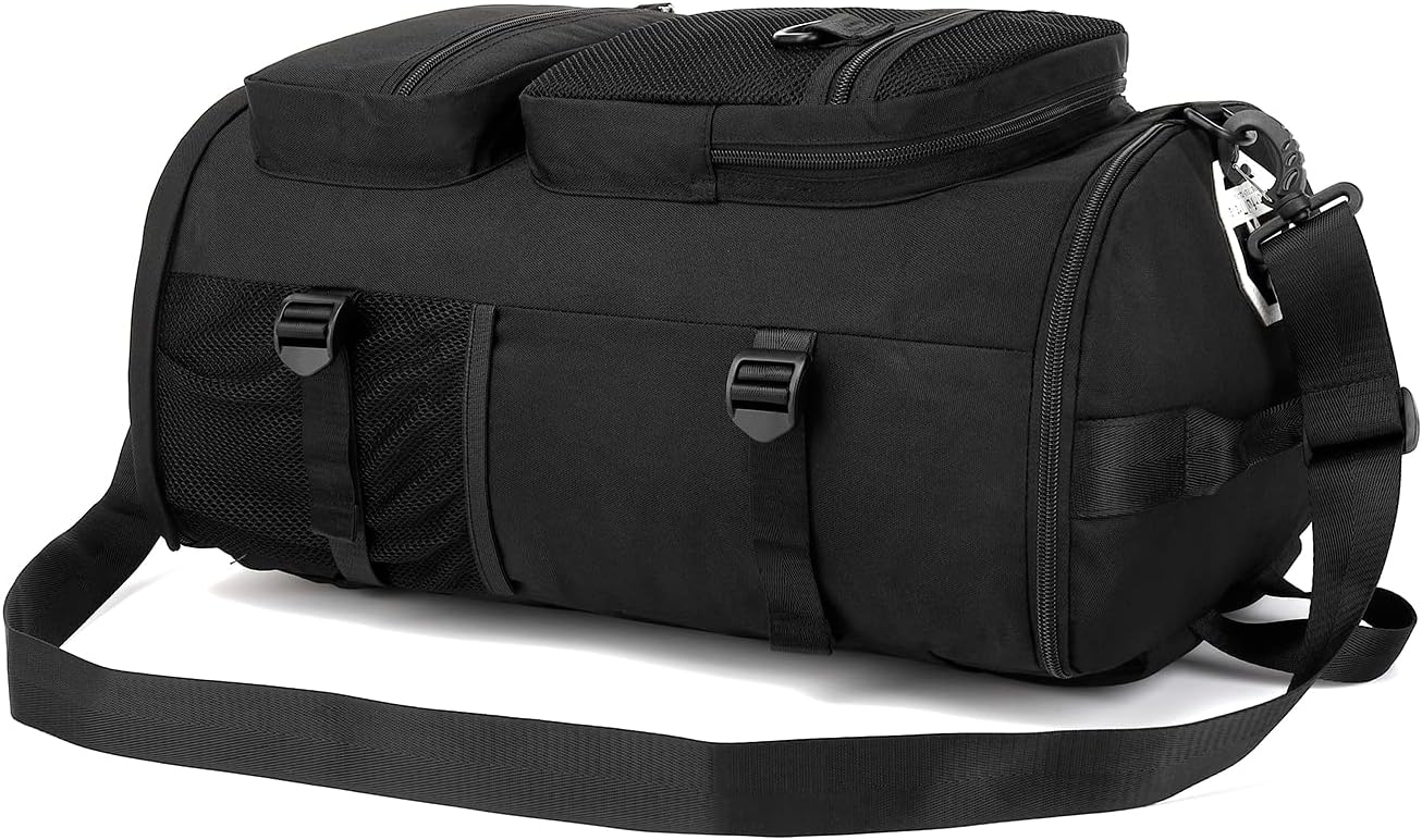 Kalesi Gym Duffle Bag Backpack 4-Way Waterproof with Shoes Compartment for travel Sport Hiking laptop (Black)