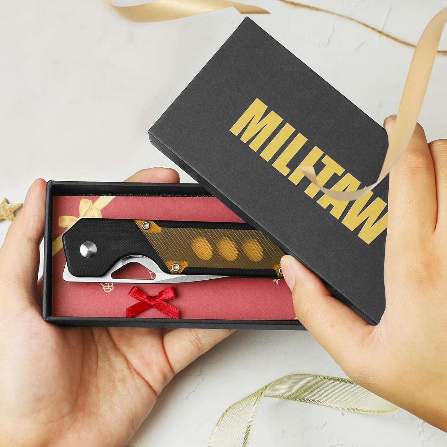 Kizer Militaw EDC Pocket Knife, 3.36'' 154CM Blade Folding Knife, G10 & PEI Handle with Pocket Clip, Thumb Hole & Front Flipper Opener, Camping Hunting Knife for Men Women Gift V3634C1