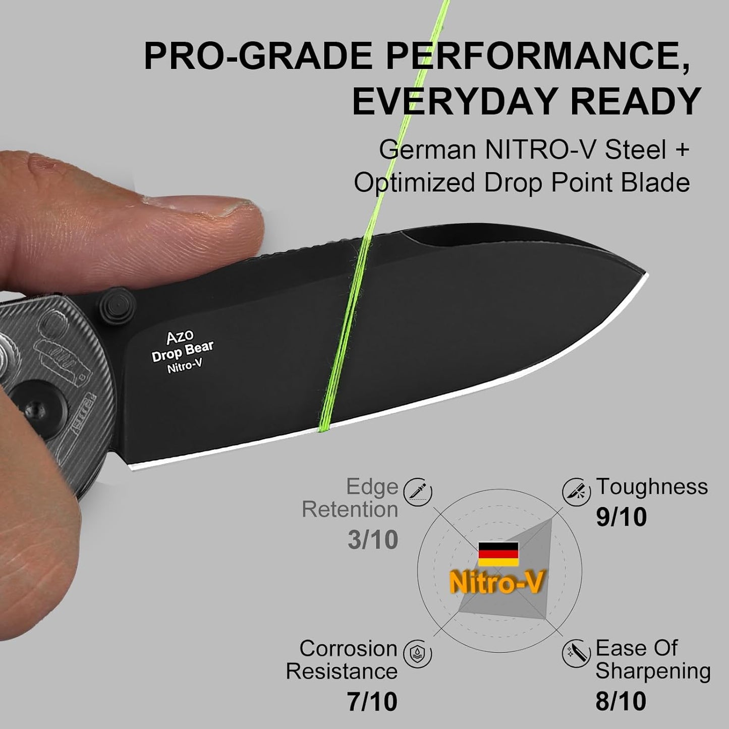 Kizer Drop Bear EDC Pocket Knife, 2.97” Nitro-V Blade Acrylic Handle Folding Knife with Thumb Stud Opener, Clutch Lock EDC Knives for Men Women Gift V3619A14