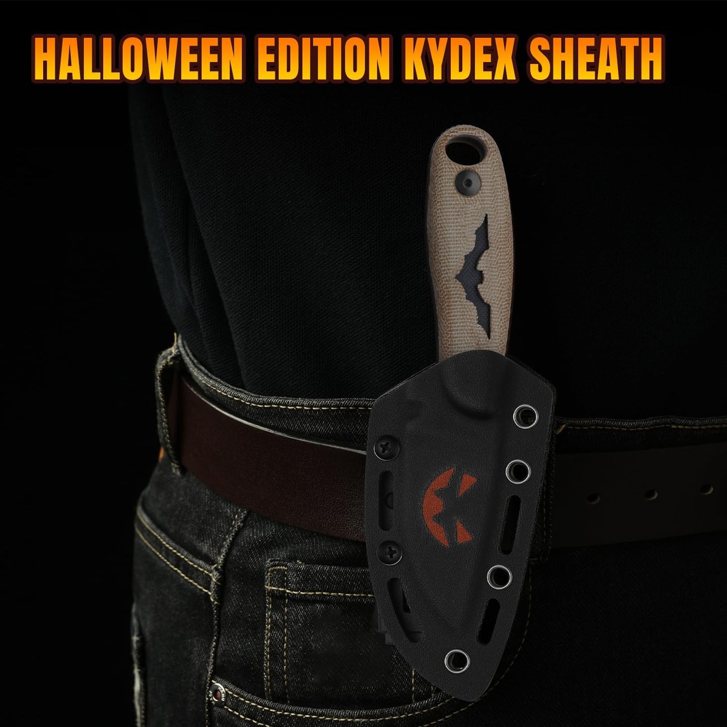 Kizer Hare Fixed Blade Knife, 3.14" Nitro V Blade Halloween EDC Hunting Knife with Brown Micarta and Black G10 Handle, Small Camping Knives with Kydex Sheath, Survival Knives for Men Women, 1077HW1