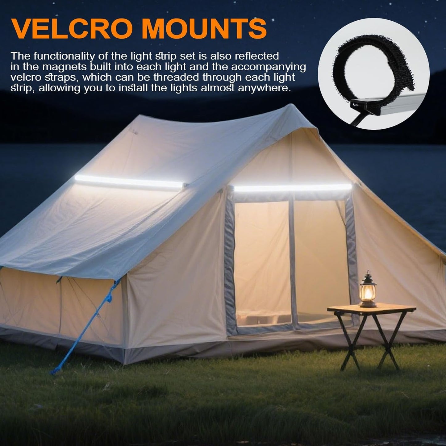 12V LED Interior Light Bar Kit Dimmable IP67 Waterproof Camping String Lights, Aluminum Magnetic Mount Exterior Lights,Portable Lighting for RV, Camping Tent Car Trailer Boat (4 Pack)