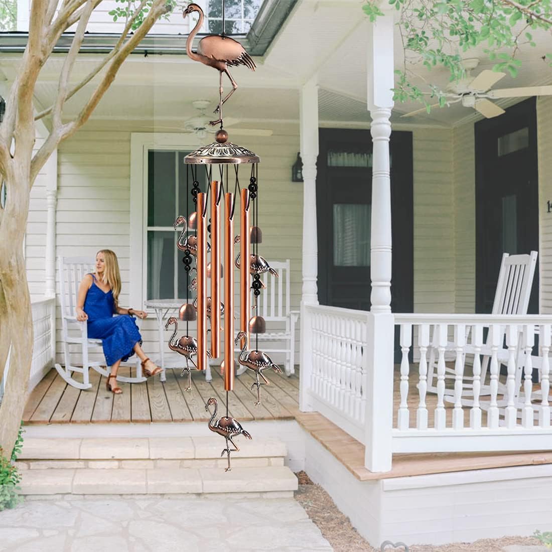 JUNQIU Flamingo Gifts for Women, Flamingo Wind Chimes for Outside, Gifts for Mother/Mom/Grandma/Sister/Mom