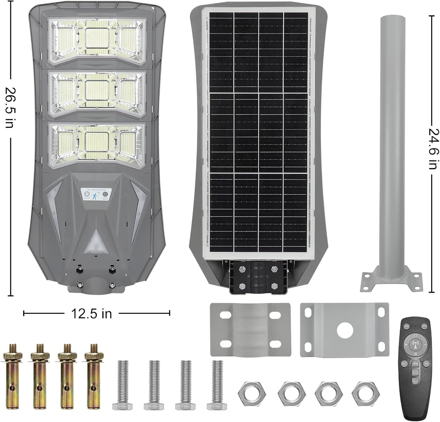 10000LM Solar Street Light Aluminium Outdoor Light, Motion Sensor Waterproof Solar Power Wall Patio Flag Lights for Garden Yard Garage with Remote (1000W)