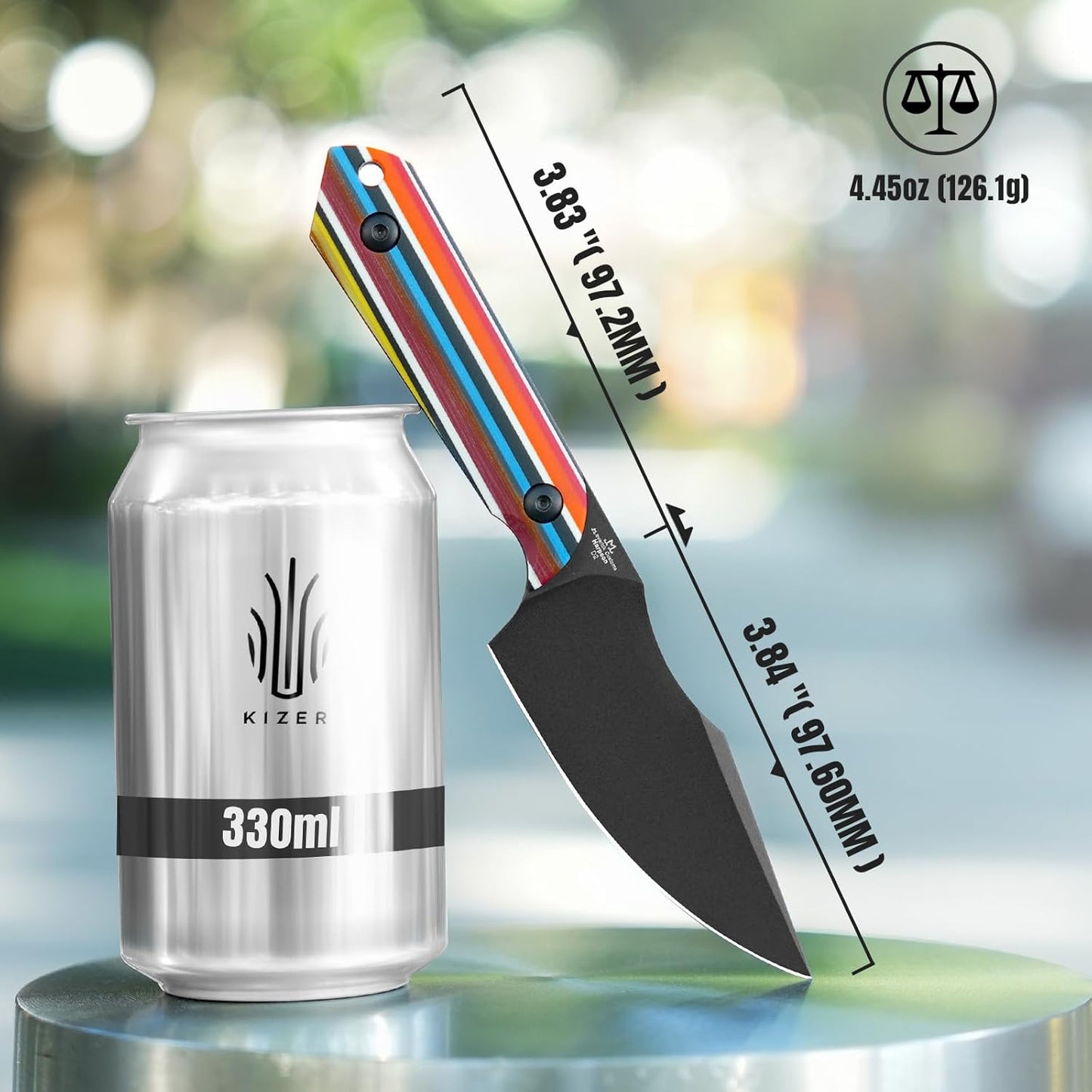 Kizer Harpoon Fixed Blade Knife with Sheath, 3.84” D2 Blade Hunting Knife with G10 Handle, Camping Fixed Blade EDC Knives for Hiking, Survival 1040M2