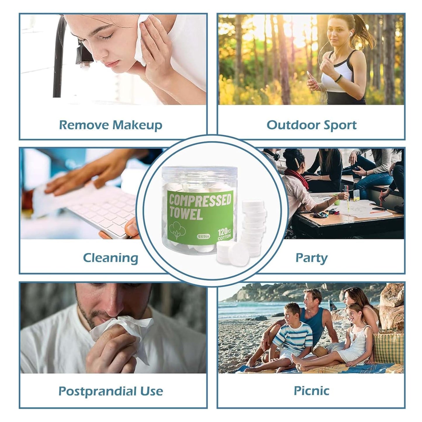 120 Pcs Compressed Towel Tablets, Compressed Washcloths ForTravel, Camping Towel, Coin Towels, Expandable WipesDisposable Face Towels For Home, Beauty Salon AndOutdoor Activities