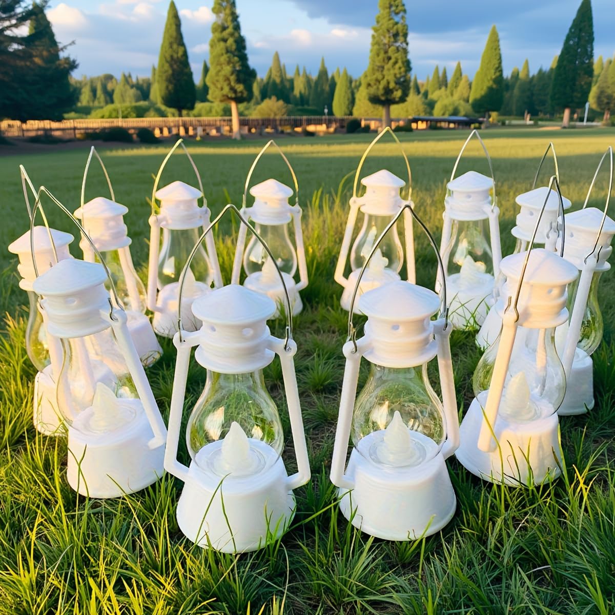 12 Pack Mini Lantern for Little Cowboy Centerpieces Tables Ideas Western Party Favor Decorations Wedding Decor Camping with 4inch Flickering LED Candle, Vintage Table Toppers Decorative