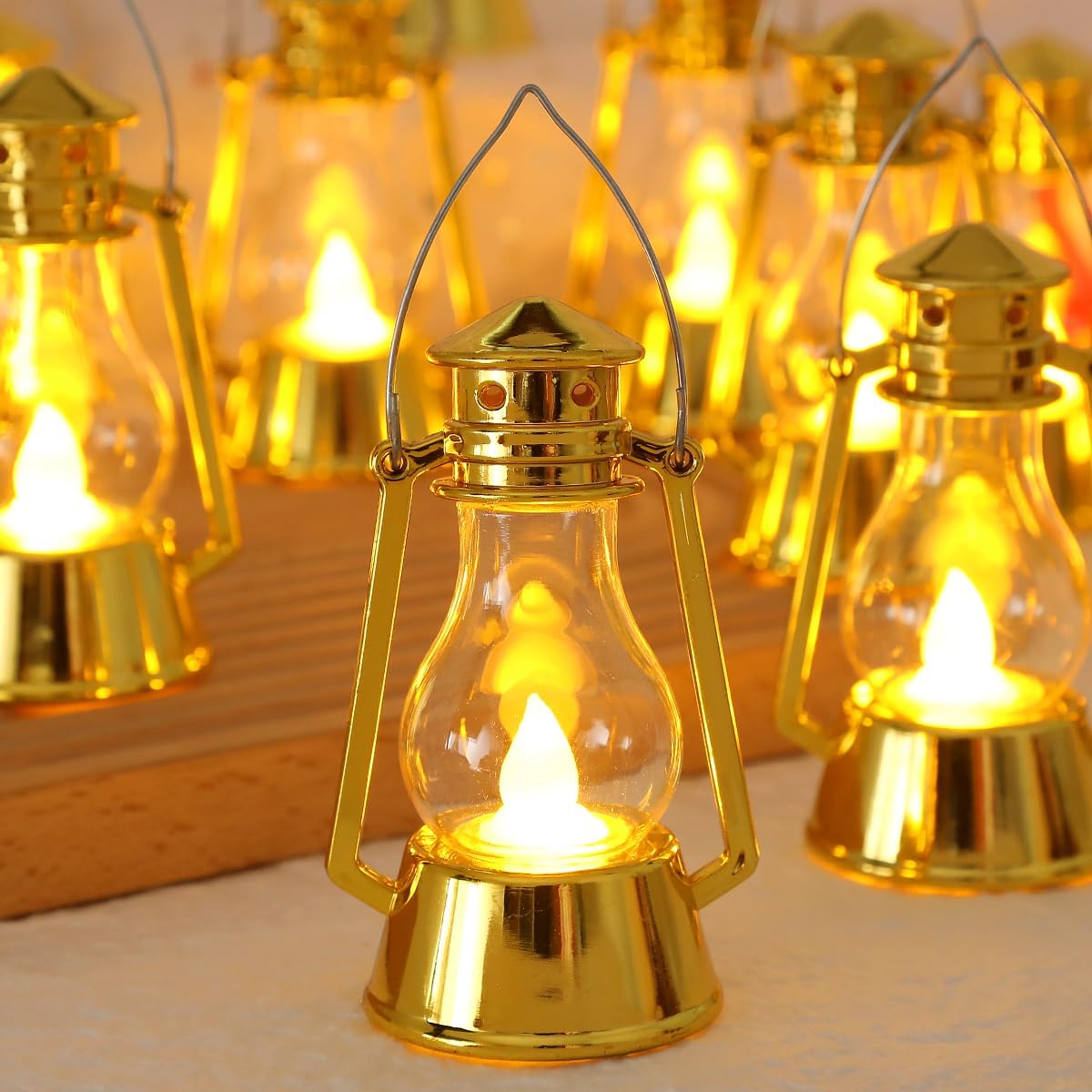 12 Pack Mini Lantern for Little Cowboy Centerpieces Tables Ideas Western Party Favor Decorations Wedding Decor Camping with 4inch Flickering LED Candle, Vintage Table Toppers Decorative