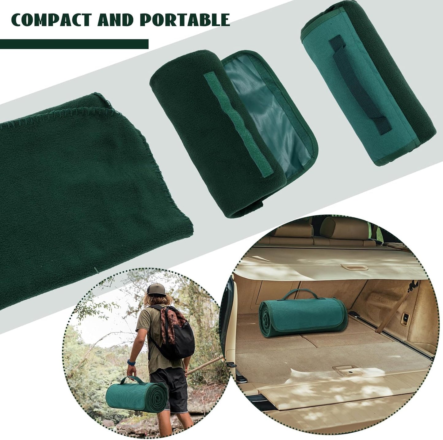 12 Pack Outdoor Camping Blankets Bulk Foldable Picnic Blanket with Fleece Lining 48 x 53 in Large Size for Stadium, Camping, Picnic, Beach, Sports, Outdoor Activities