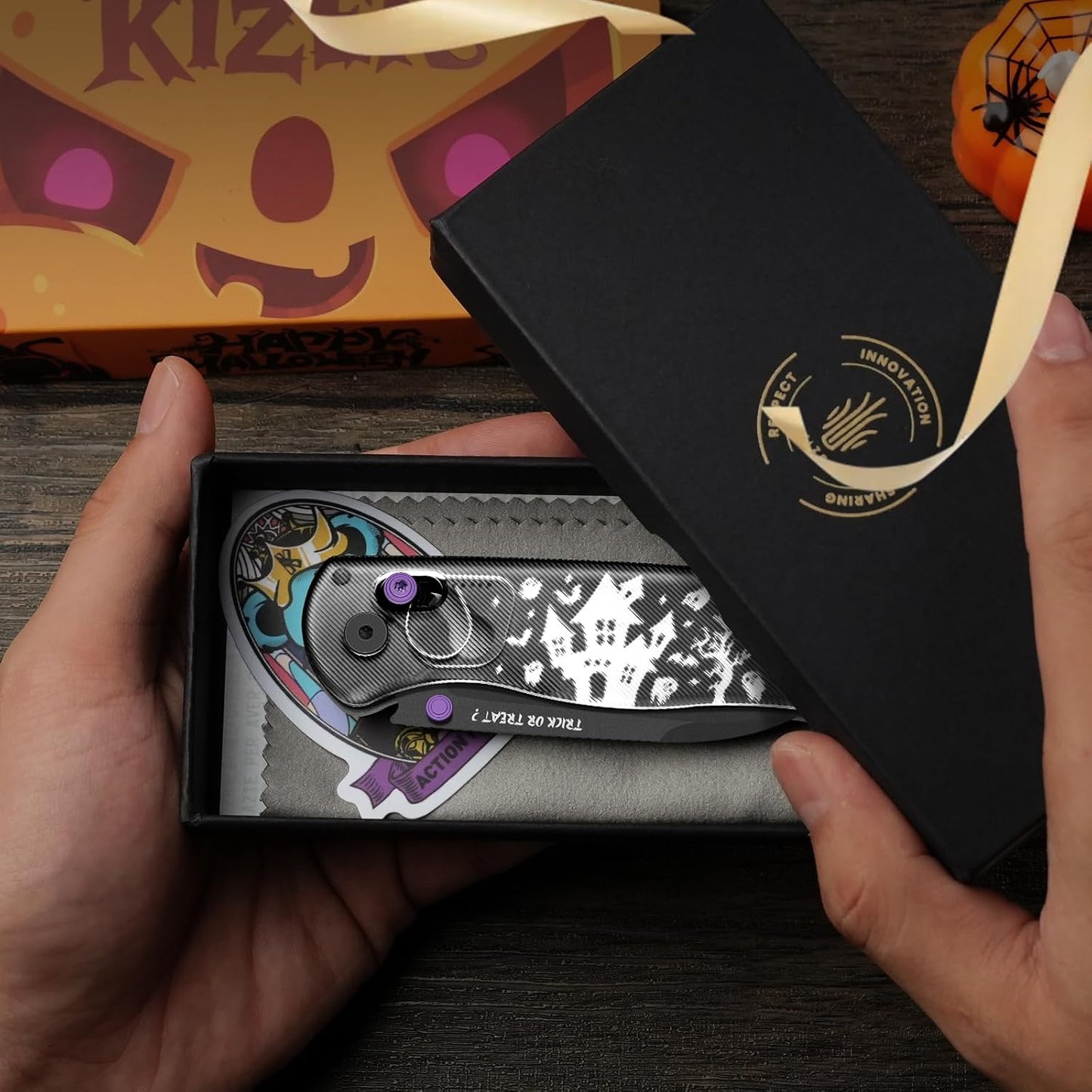 Kizer Drop Bear EDC Pocket Knife, 2.97” Nitro-V Blade Acrylic handle Folding Knife with Clutch Lock, Thumb Stud Opener EDC Knives for Men Women Gift V3619HW1