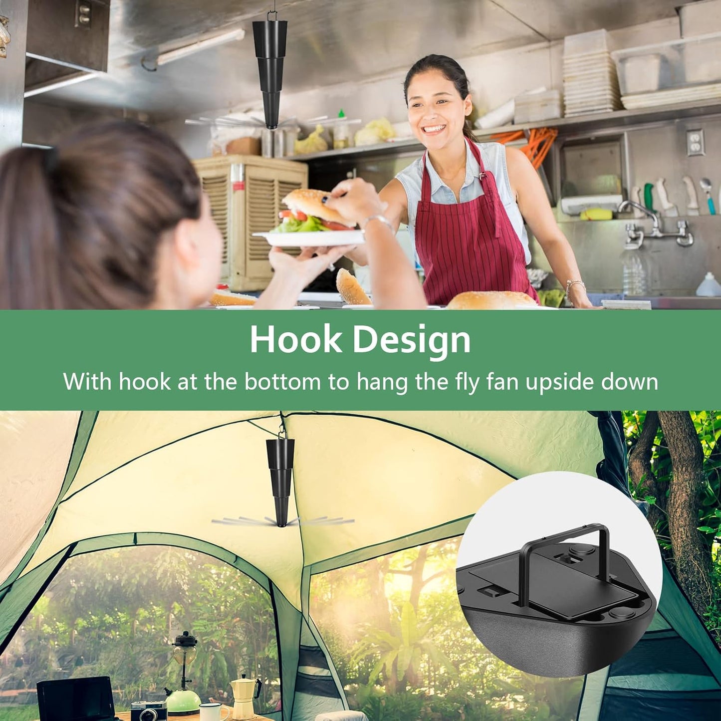 Fly Fans for Tables 4 Pack - Portable Automatic Picnic Table Food Repellent Fans Spinner for Restaurant, Party, Home