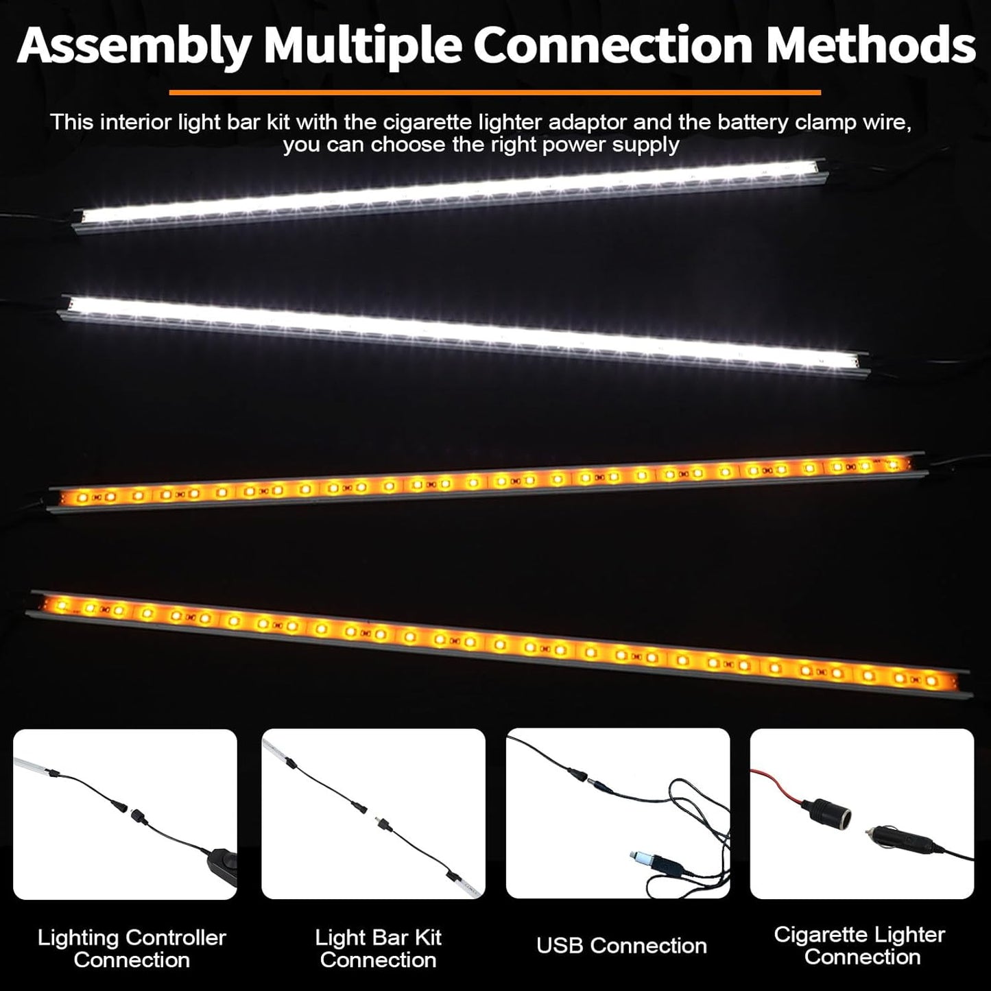 12V LED Interior Light Bar Kit Dimmable IP67 Waterproof Camping String Lights, Aluminum Magnetic Mount Exterior Lights,Portable Lighting for RV, Camping Tent Car Trailer Boat (4 Pack)