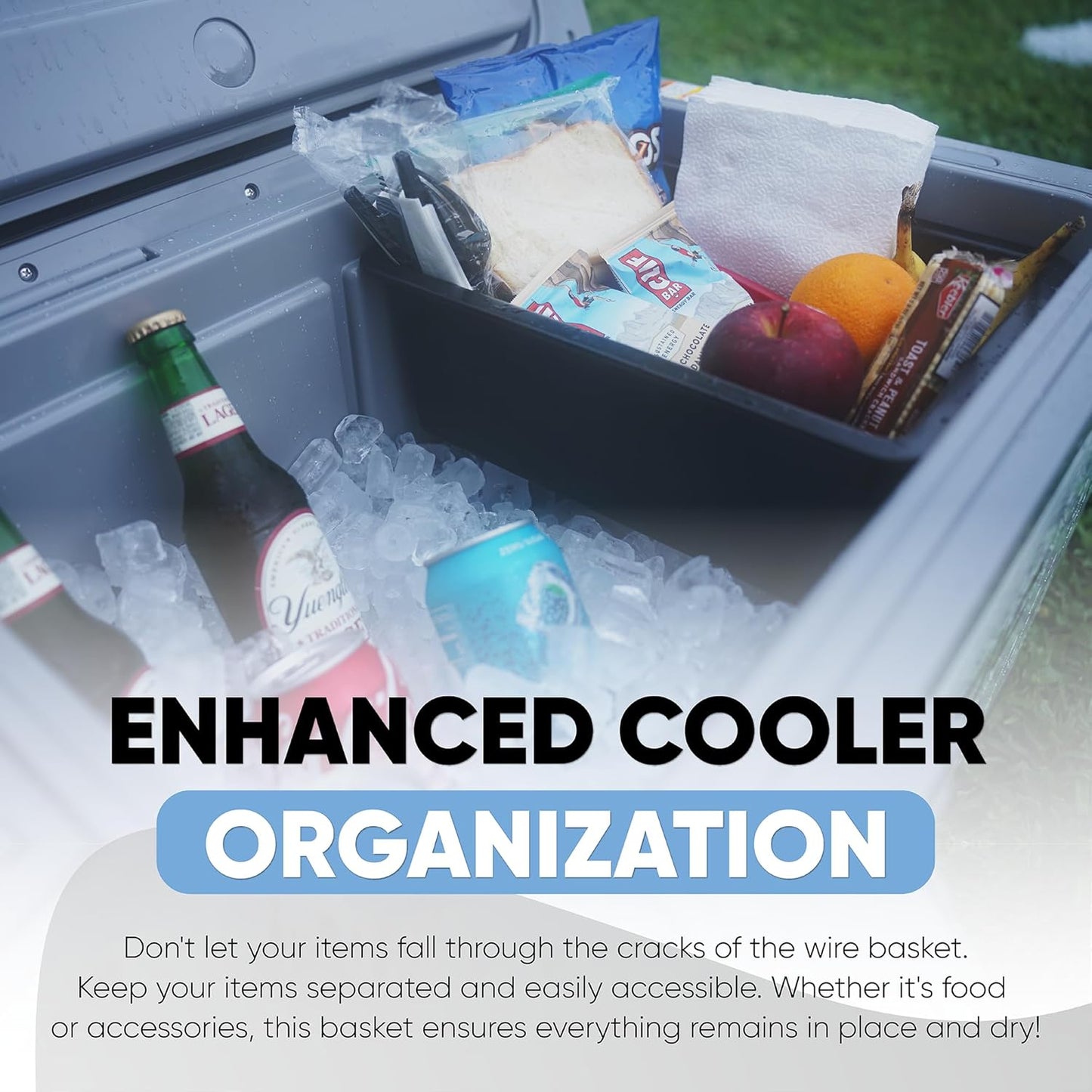 Jmoe USA Dry Basket for RTIC 52QT Ultra-Light Cooler | BPA-Free Tough Plastic | Specially Designed, Durable, Food-Safe | Storage Tray for Electronics, Utensils, Dry Goods, and More