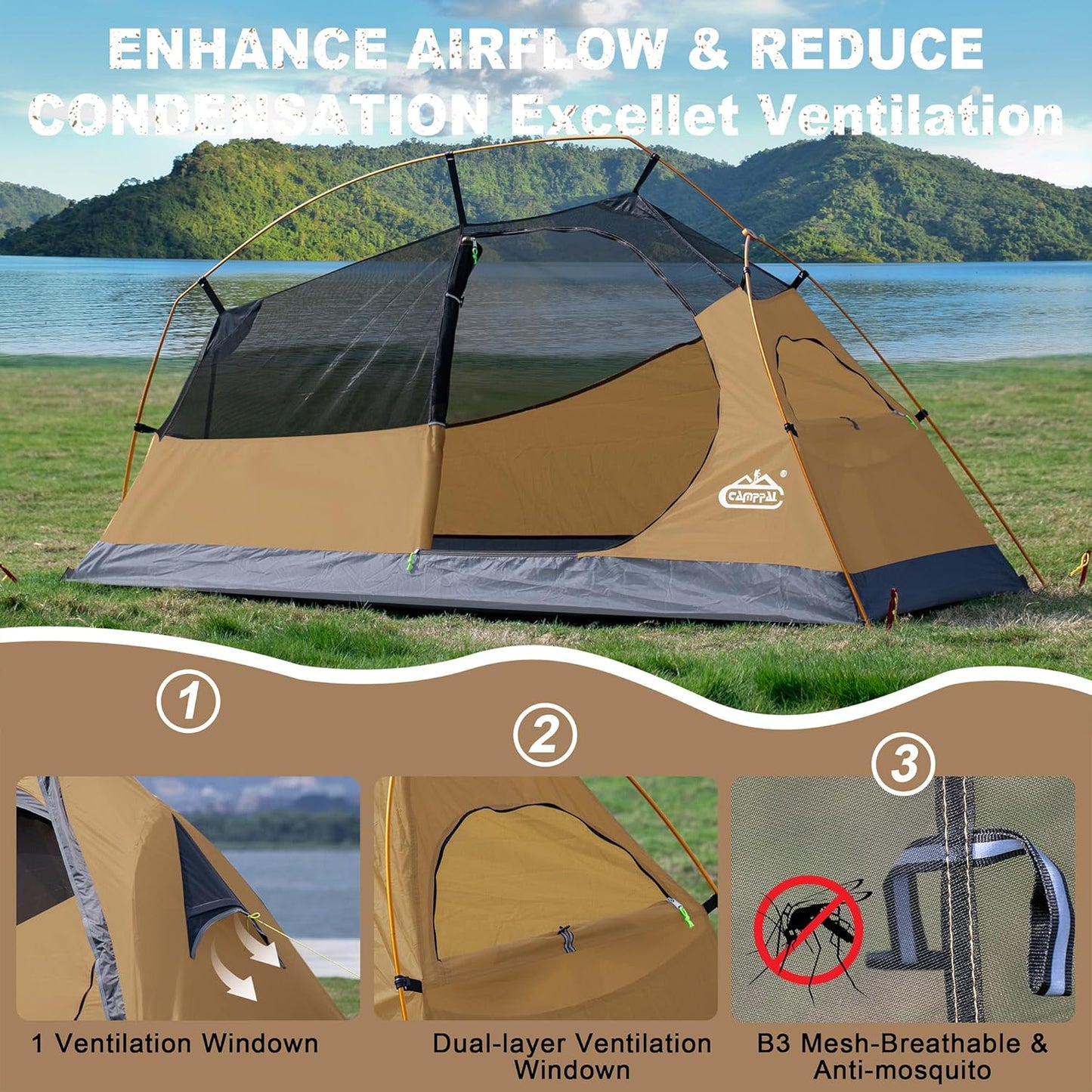 1 Person Backpacking Tent Waterproof Windproof Single Person Tent Lighweight Compact One Person Tent for Camping, Hiking