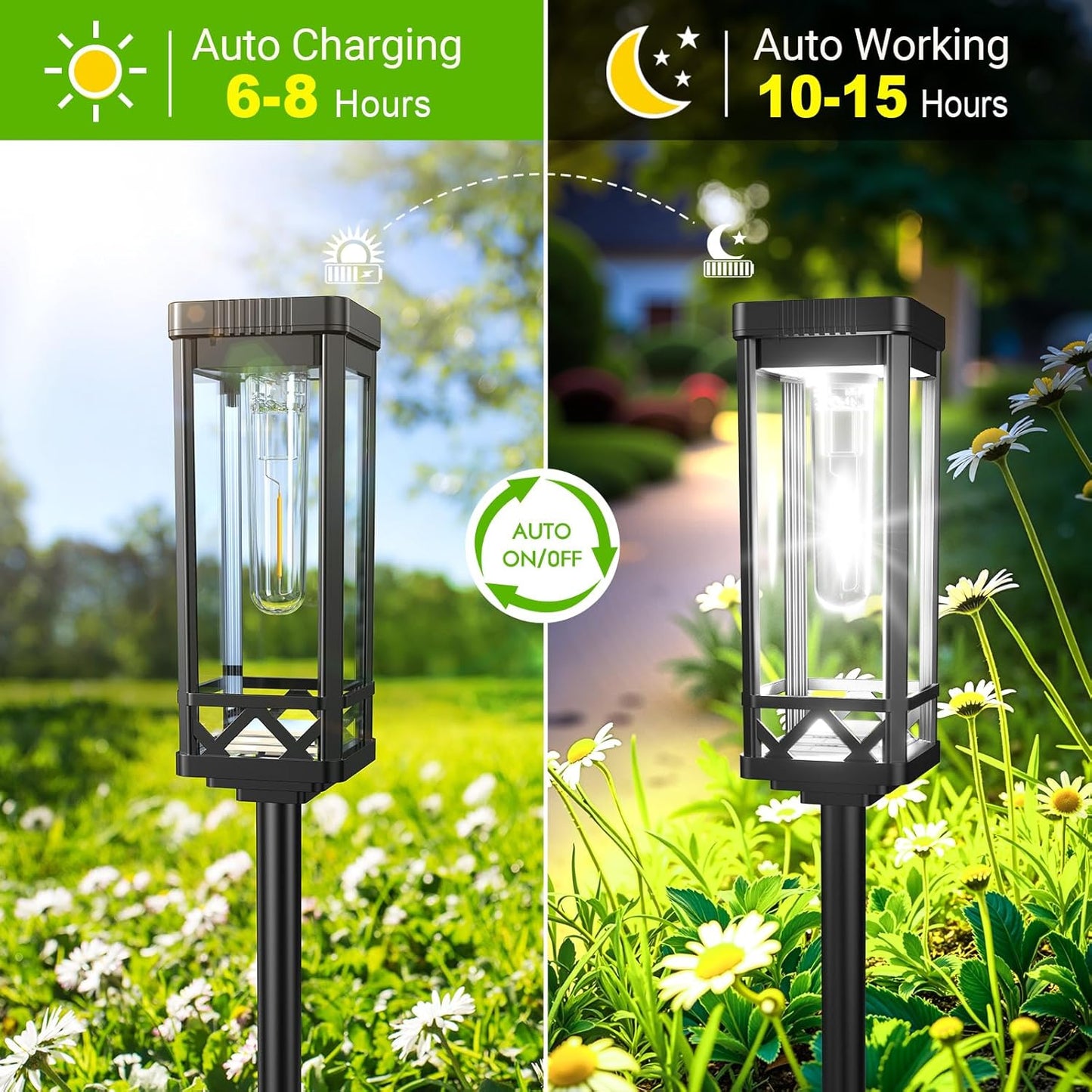 KOOPER Taller Solar Pathway Lights Outdoor, 6 Pack Upgraded Brighter Solar Garden Lights Solar Powered, Up to 15 Hours Outdoor Solar Lights for Yard Landscape Path Walkway Driveway (Cool White)