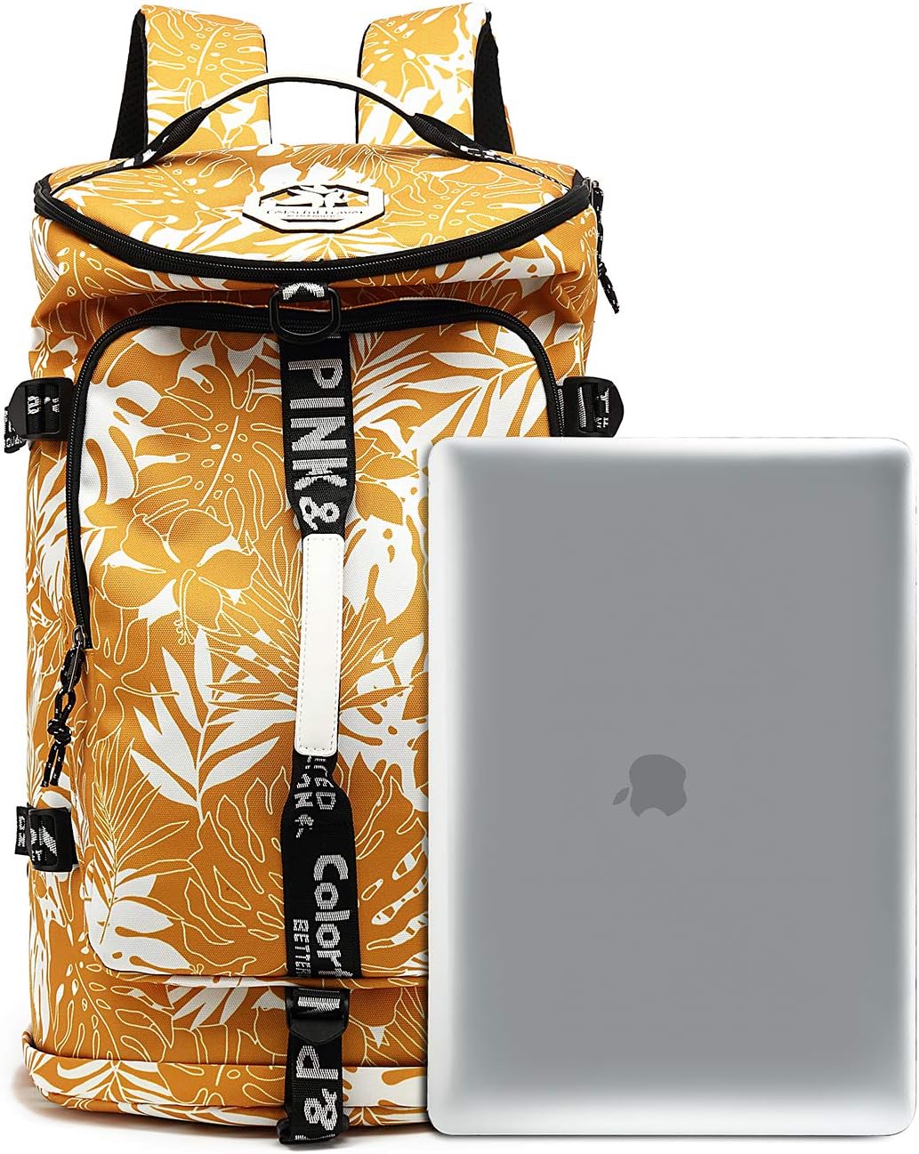 Kalesi Gym Duffle Bag Backpack 4-Way Waterproof with Shoes Compartment for travel Sport Hiking laptop (Mustard yellow)