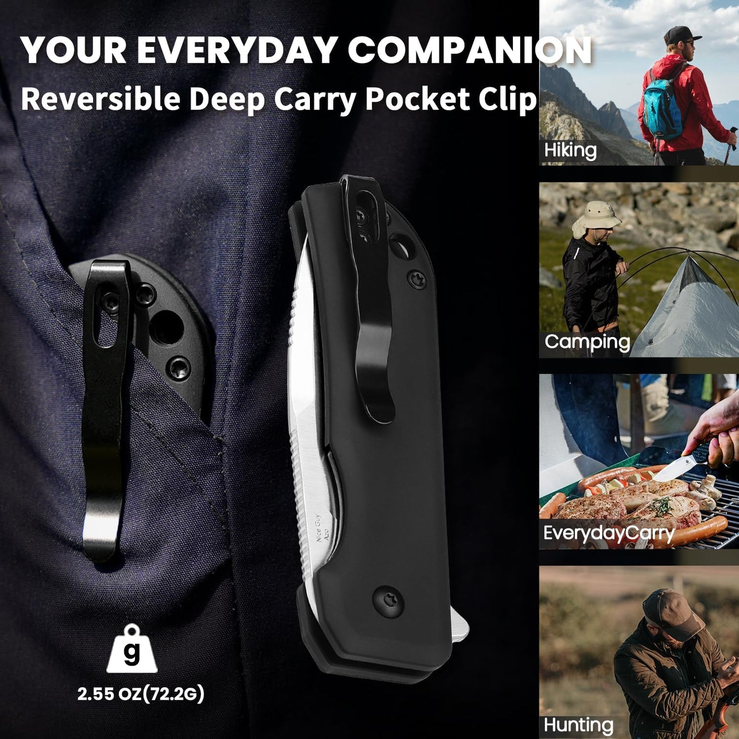 Kizer Nice Guy Pocket Folding Knife, 2.84" Nitro V Blade, Lightweight Sharp Camping and Hiking Knife, Tough Aluminium Handle, Liner Lock Flipper Knives V3011A2