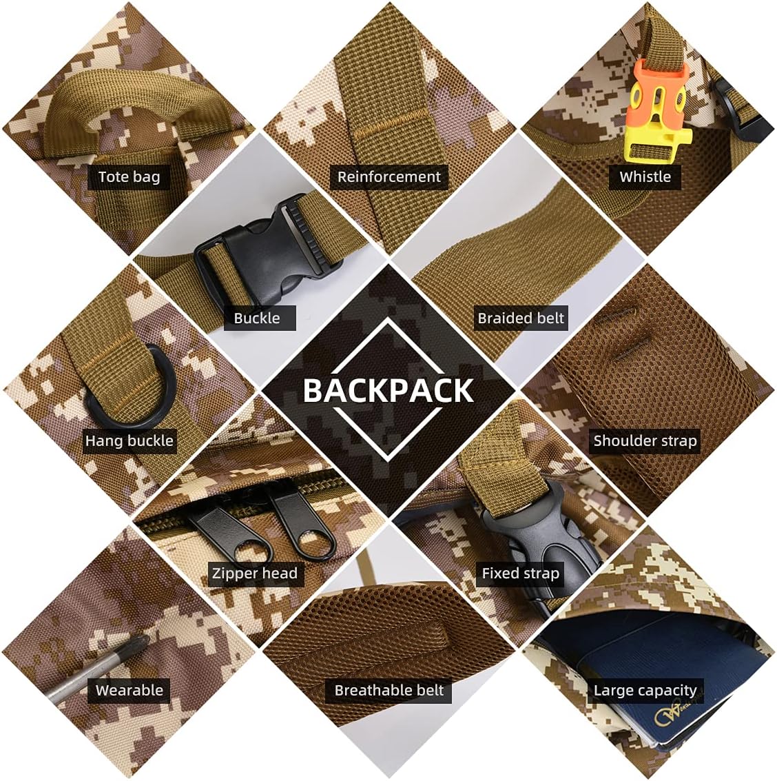 King'sGuard 100L Camping Hiking Backpack Molle Rucksack Military Camping Backpacking Daypack