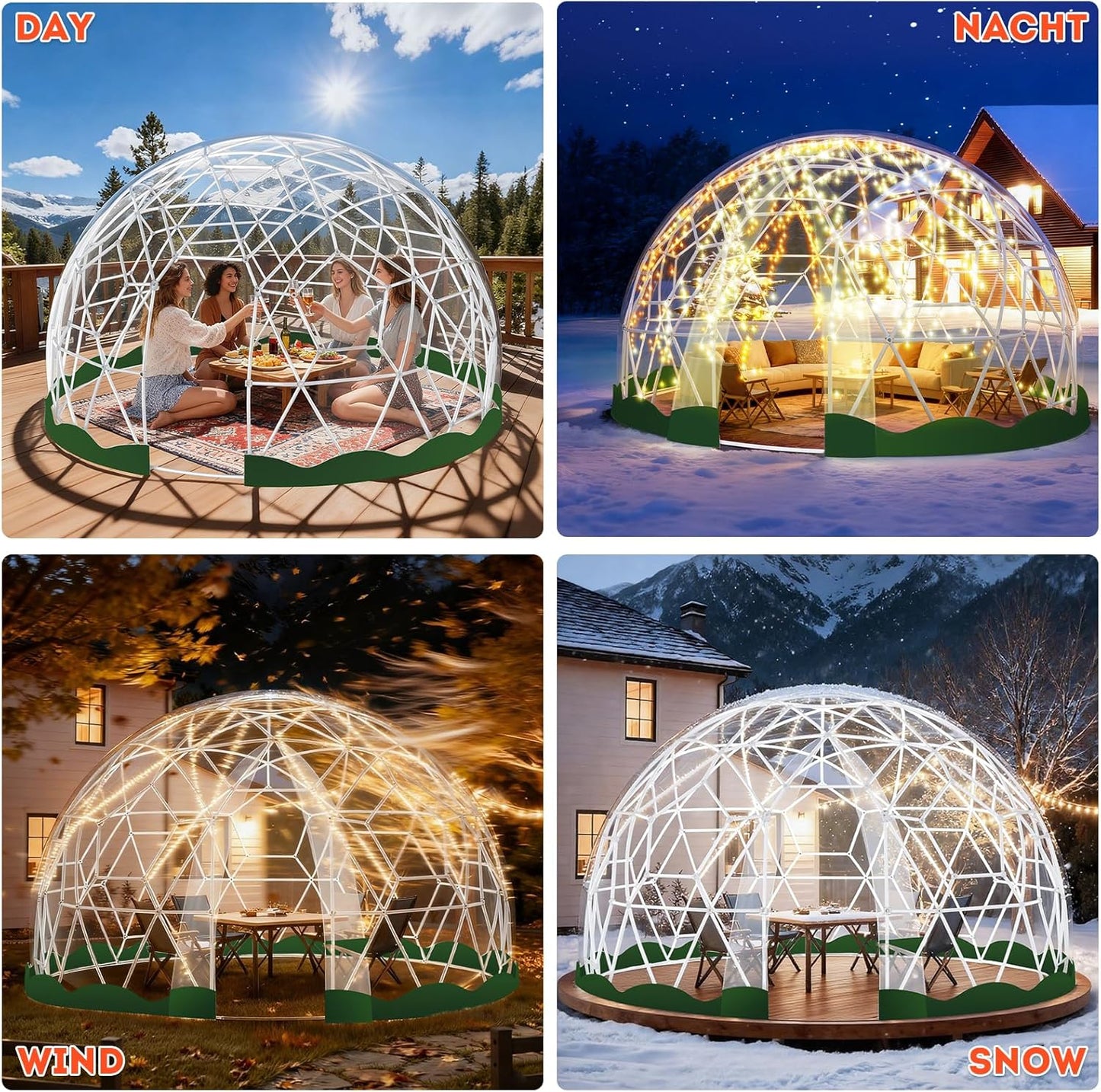 15 x 9.5 FT Garden Dome Tent, Outdoor TPU Greenhouse for 8-12 Person, Greenhouse Garden Tent with Window, Waterproof Clear Dome Tent Suitable for Camping, Party, Wedding, Christmas
