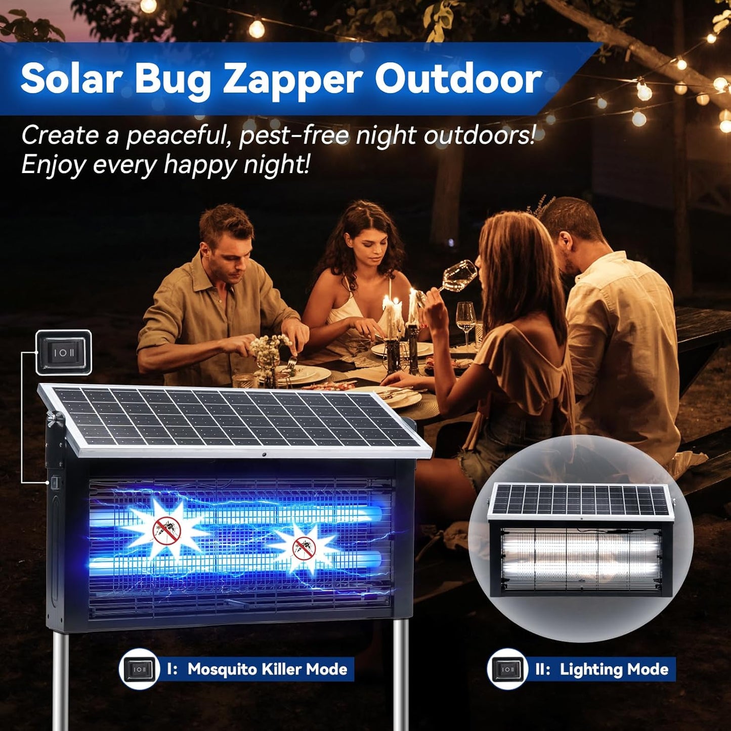 Solar Bug Zapper Outdoor, LANGY Mosquito Zapper 6000mAh, Portable Solar Fly Zapper Waterproof 4500V, Rechargeable Mosquito Killer, Cordless Fly Insect Mosquitos Trap for Patio Yard Home Garden Camping