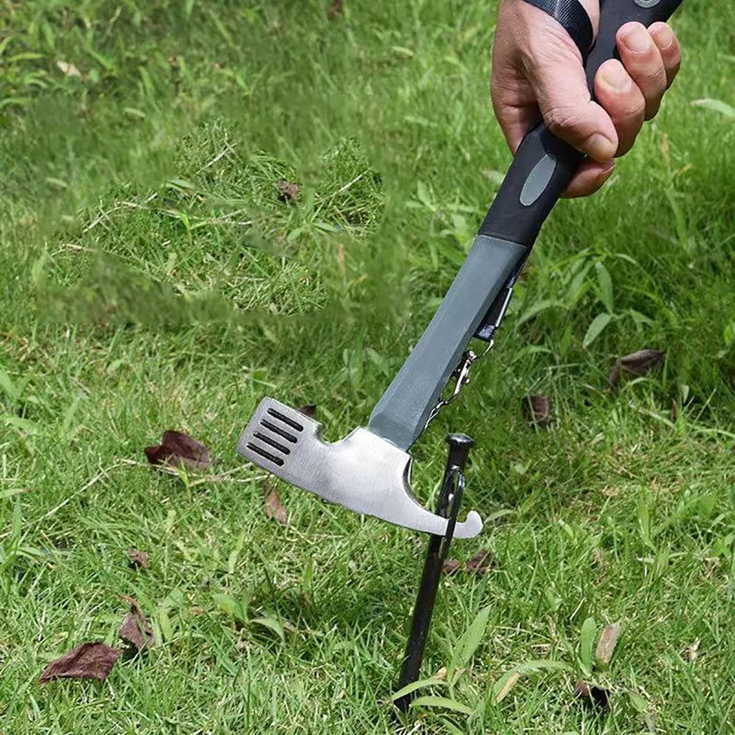 10 Pcs Heavy Duty Tent Stakes and Camping Hammer Set,10in Metal Tent Stake for Lawn,Ground and Beach,Camping Tent Kit with Tent Stakes,Hammer, Reflective Rope,Tent Clamps and Storage Bag