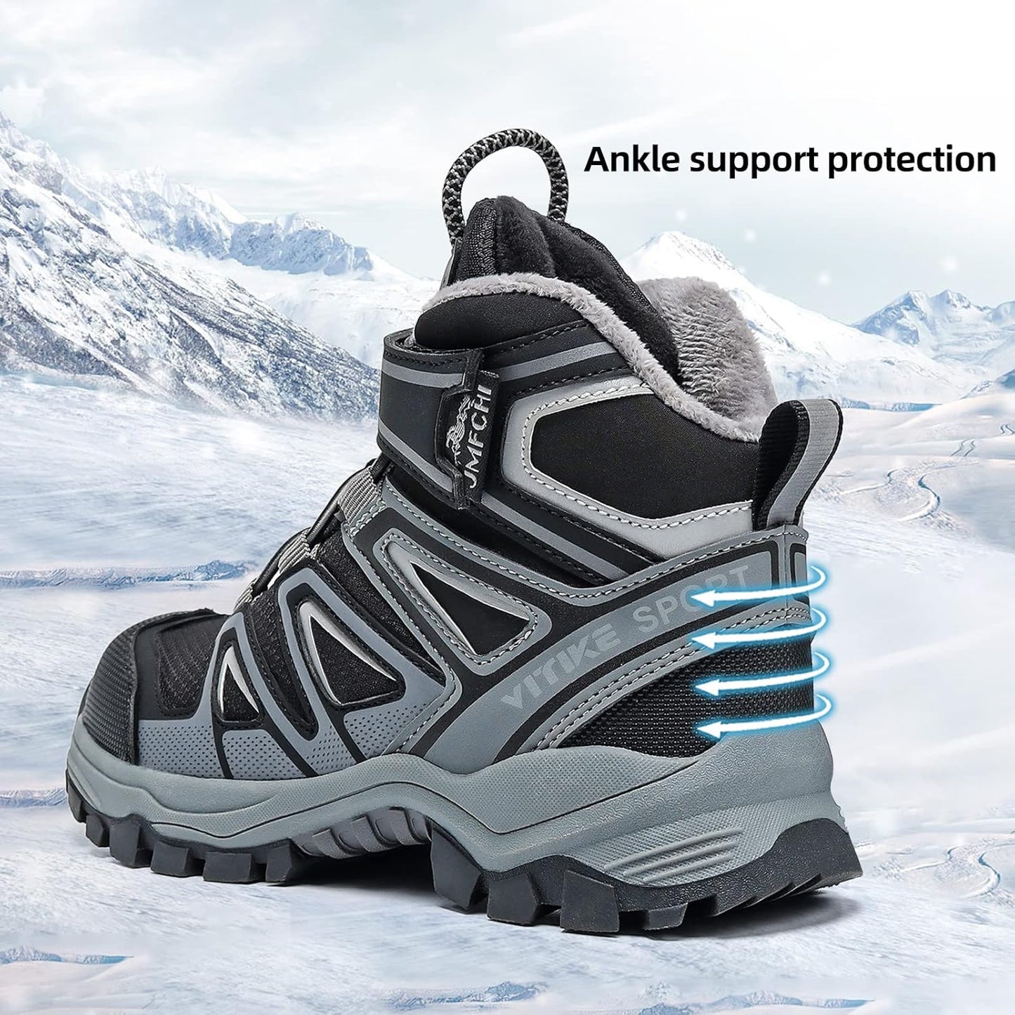 JMFCHI Kids Hiking Boots Boys Girls Outdoor Walking Climbing Sneaker Comfortable Non-slip Snow Shoes Hiker Boot Antiskid Steel Buckle Sole