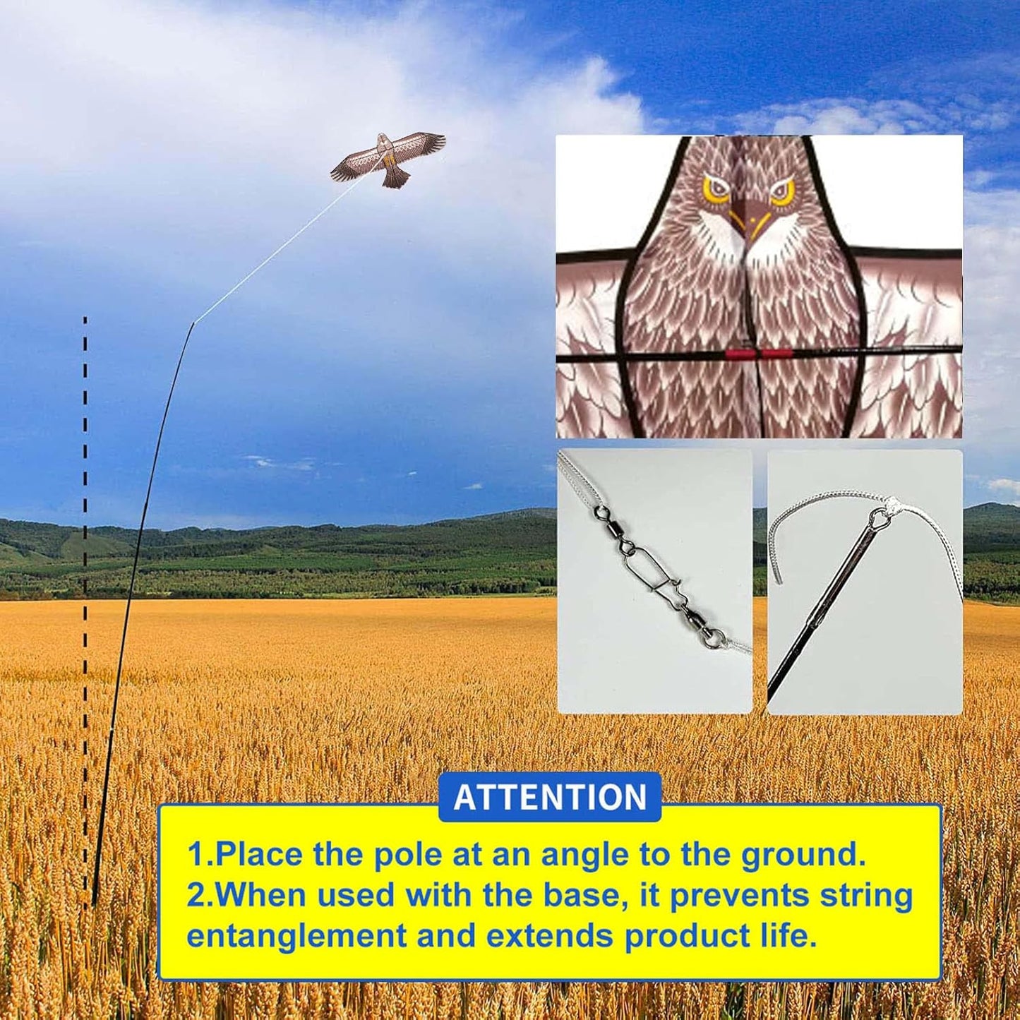 eyijklzo Bird Scarer Flying Kite Crops Farm Flying Bird Hawk Flying Kite