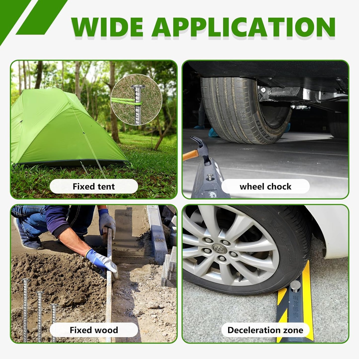 16 Inches Rebar Stakes 4Pcs Ground Straight Rebar Stakes, 3/8" Diameter Steel Plant Support Garden Stake with Chisel Point End for Timber,Concrete,Plant Support, Camping Tents