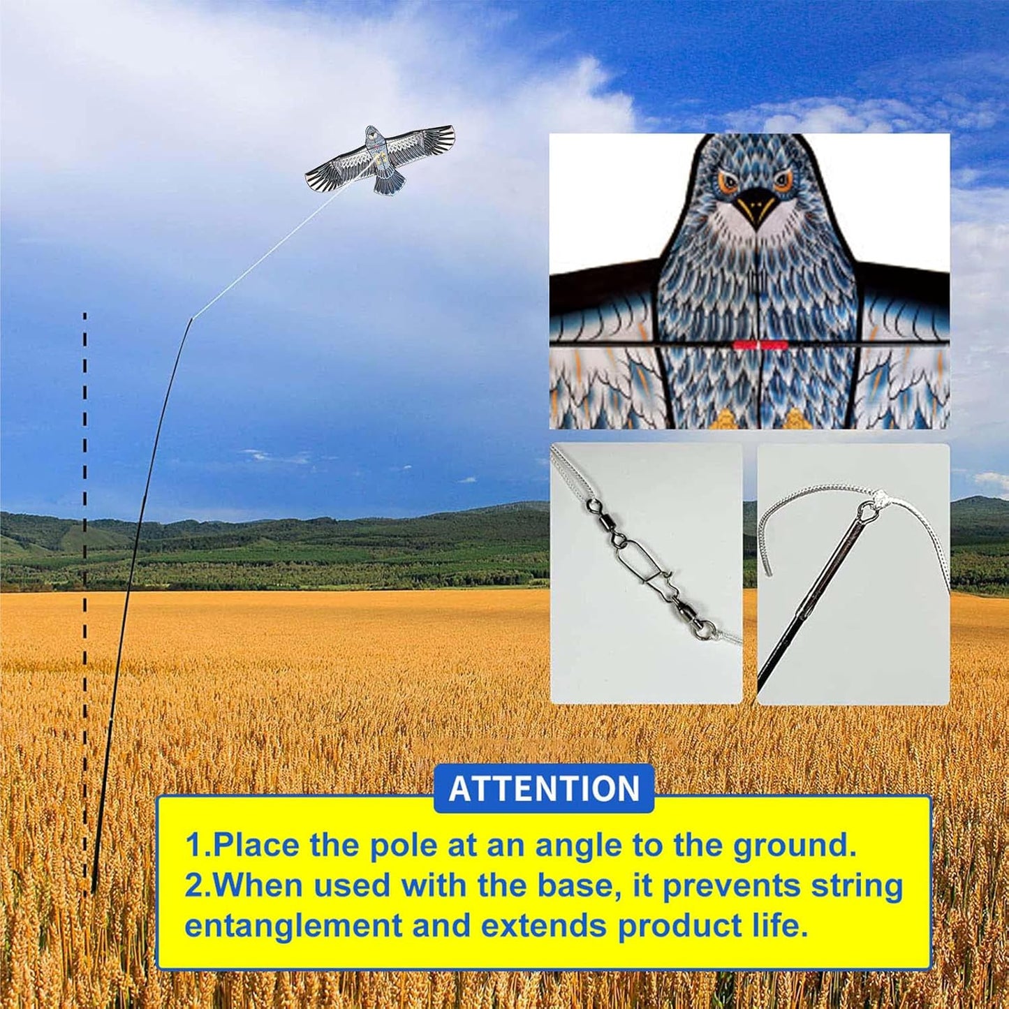 eyijklzo Bird Scarer Flying Kite Crops Farm Flying Bird Hawk Flying Kite