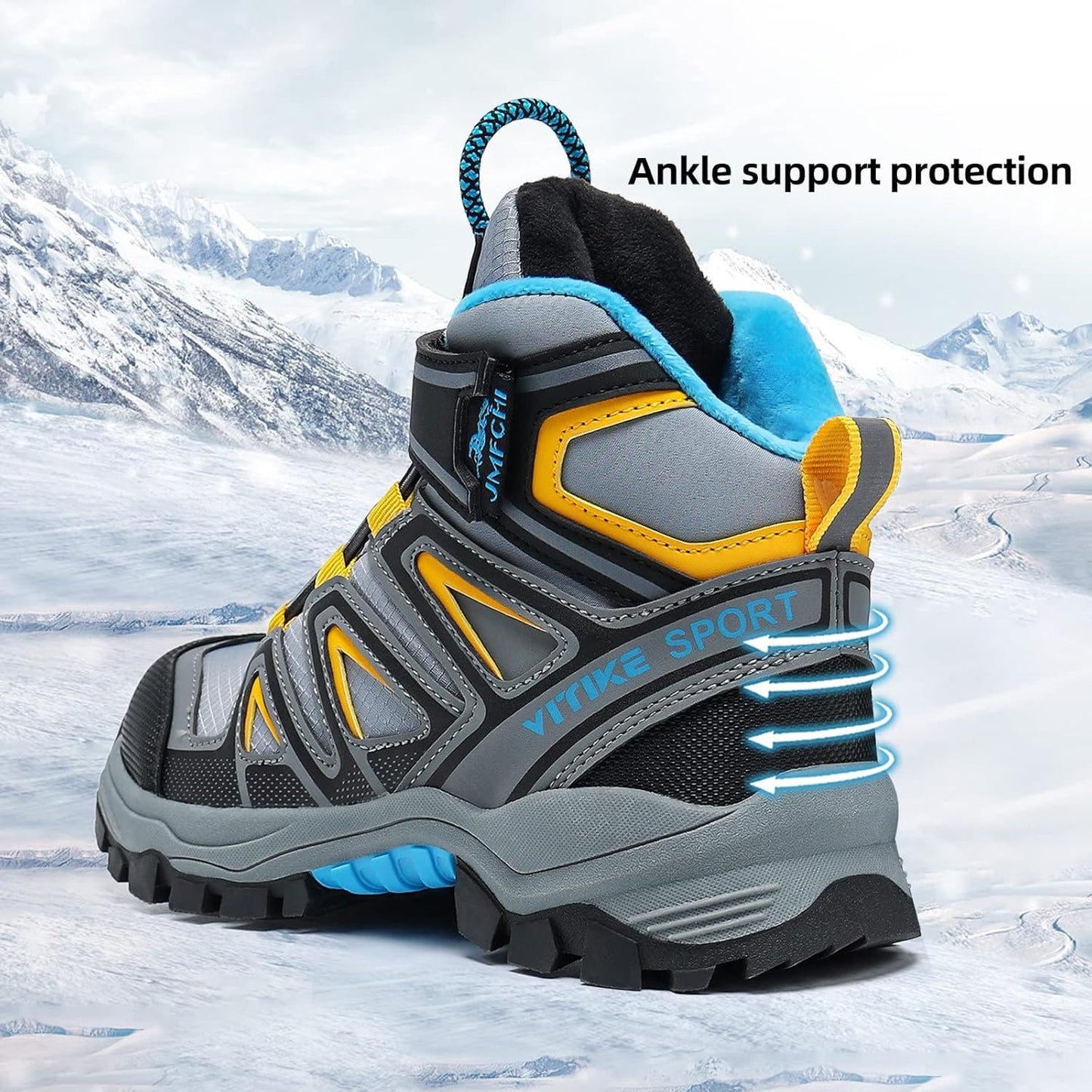 JMFCHI Kids Hiking Boots Boys Girls Outdoor Walking Climbing Sneaker Comfortable Non-slip Snow Shoes Hiker Boot Antiskid Steel Buckle Sole