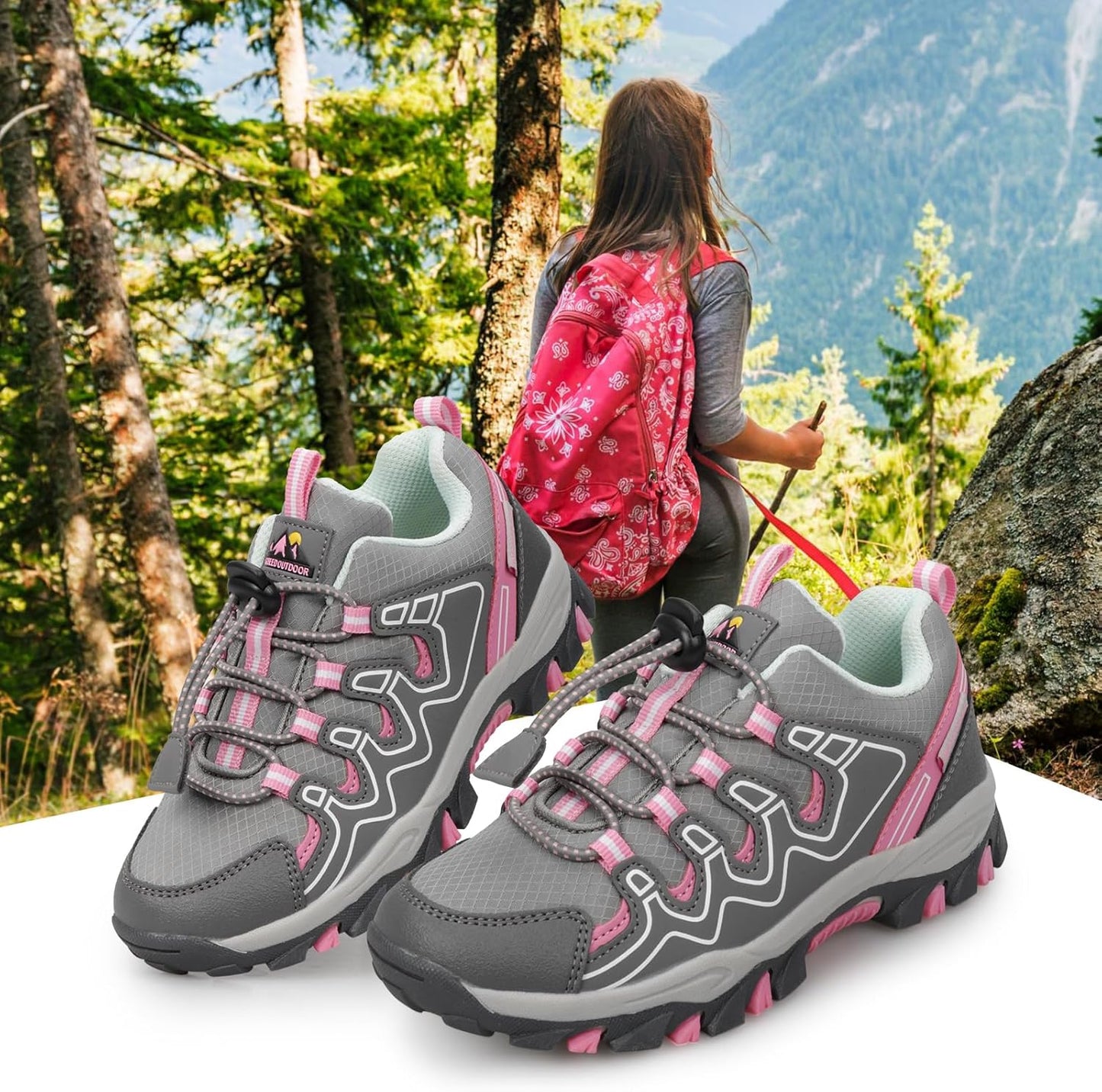 Kids Boys Running Shoes Waterproof Non-Slip Breathable Low-Top Outdoor Hiking Walking Sneakers (Little/Big Kids)