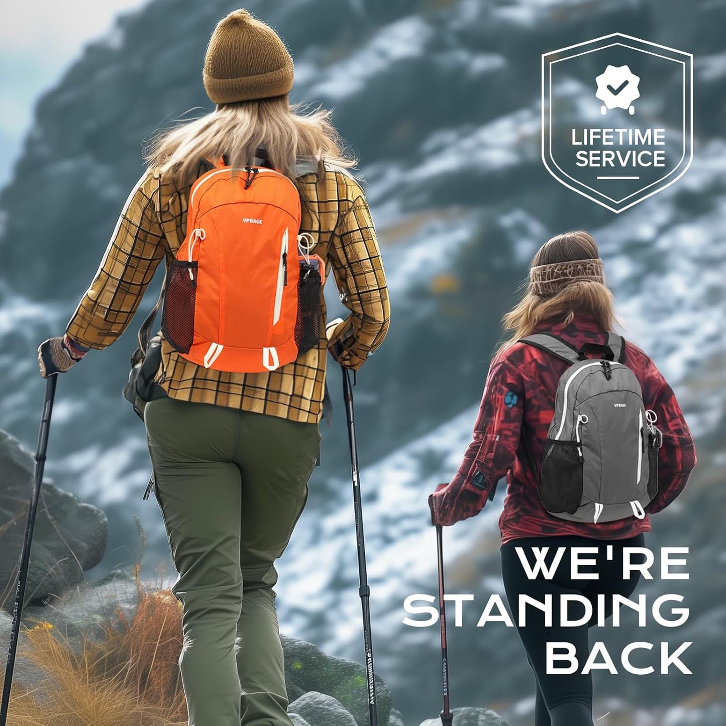 15L Water-resistant Hiking Daypack, Small Backpack Travel Outdoor, Lightweight Day Pack with Tool Loops