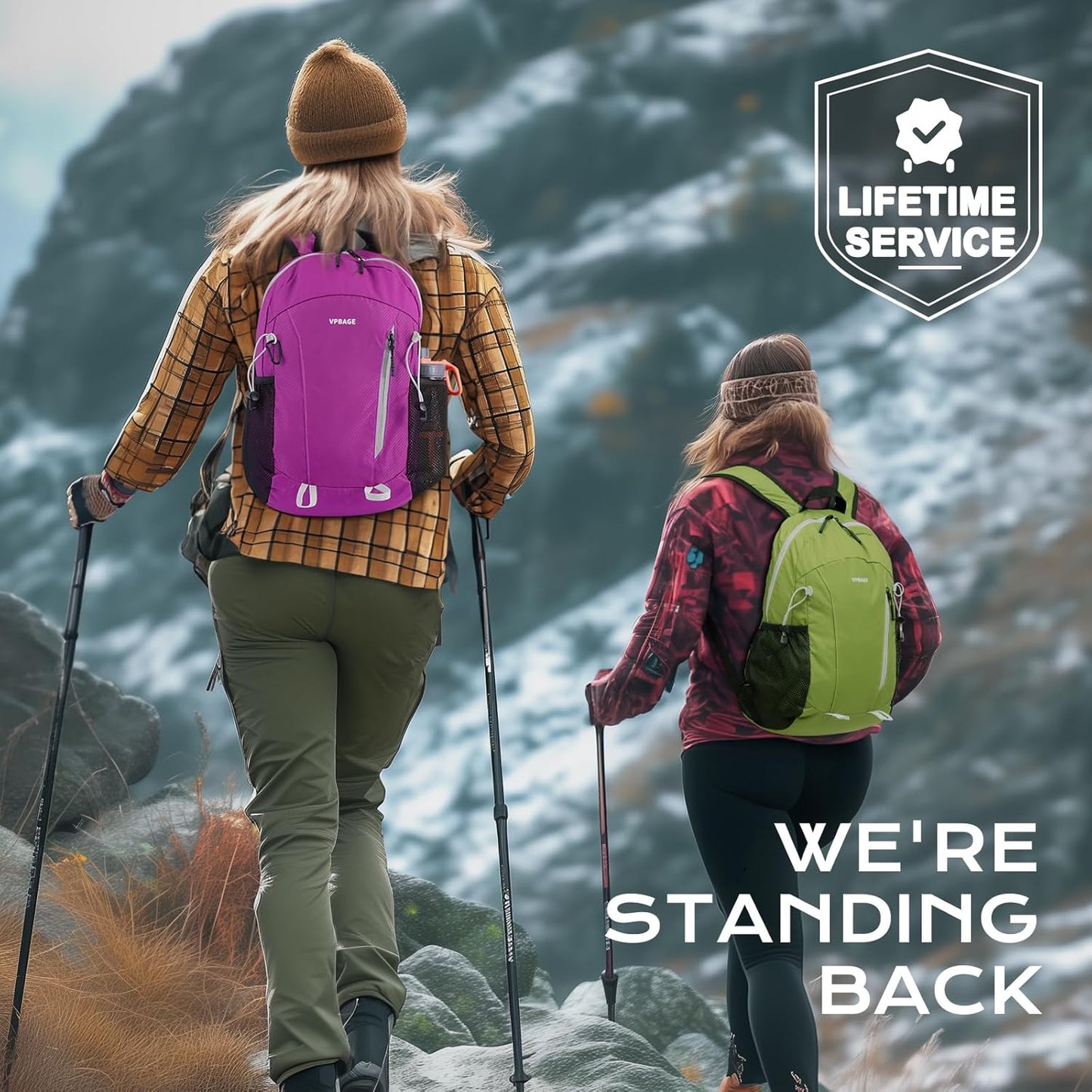 15L Water-resistant Hiking Daypack, Small Backpack Travel Outdoor, Lightweight Day Pack with Tool Loops