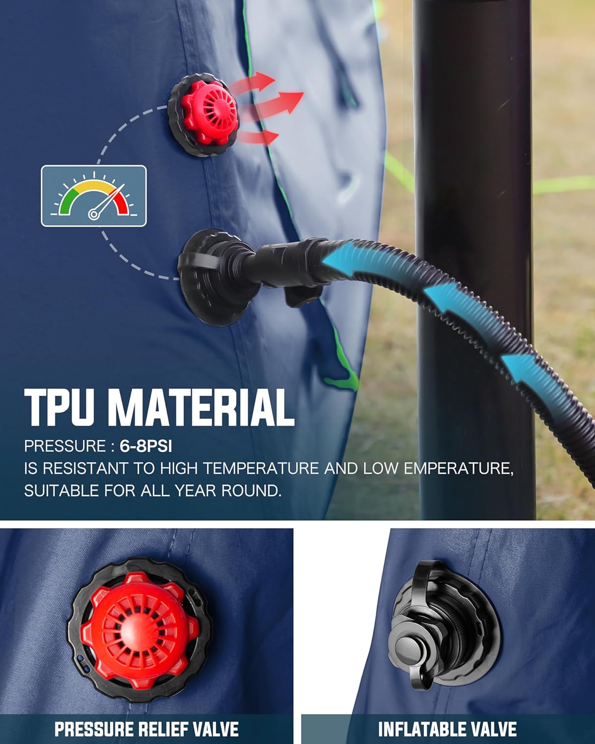 14.1'x6.5'x9' Inflatable Tents for Camping, Portable 6/8/10 Person Blow Up Air Tent, Waterproof Windproof Easy Setup Large Family Tent with 2 Doors, 6 Windows, Mosquito Screen