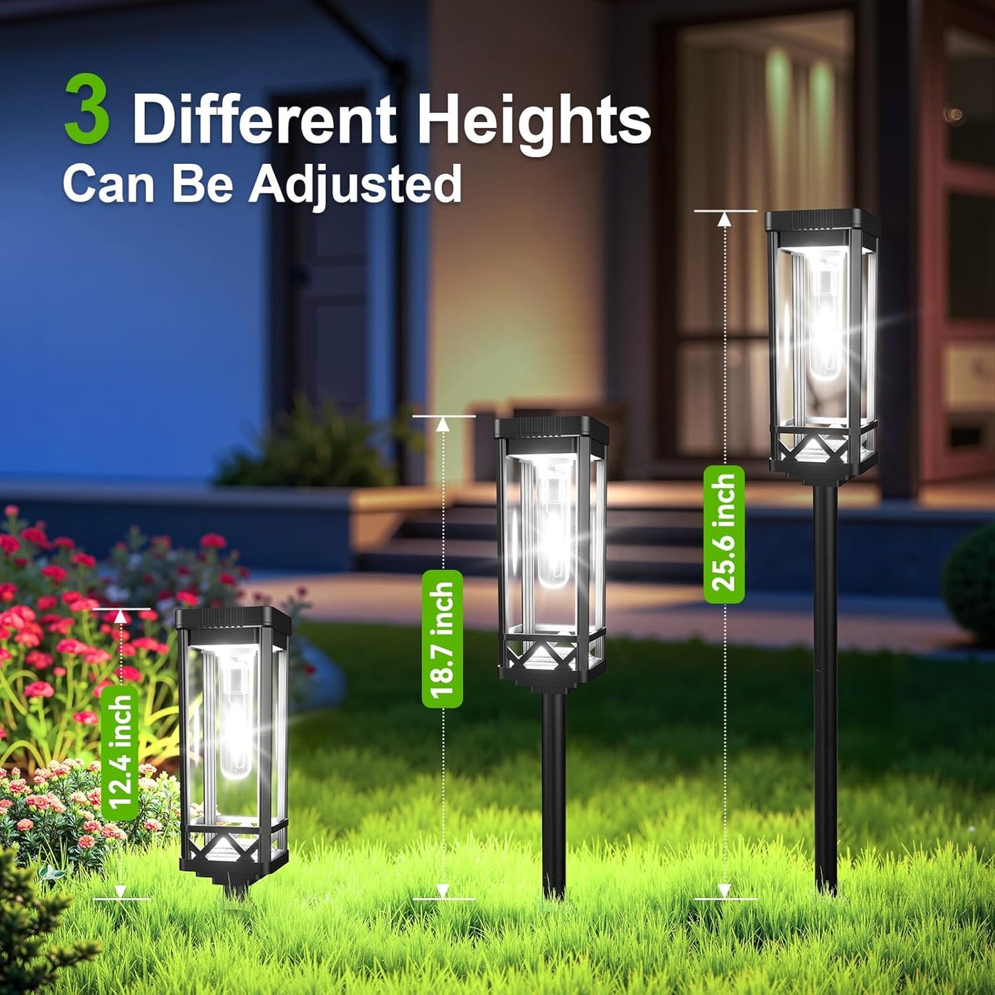 KOOPER Taller Solar Pathway Lights Outdoor, 2 Pack Upgraded Brighter Solar Garden Lights Solar Powered, Up to 15 Hours Outdoor Solar Lights for Yard Landscape Path Walkway Driveway (Cool White)