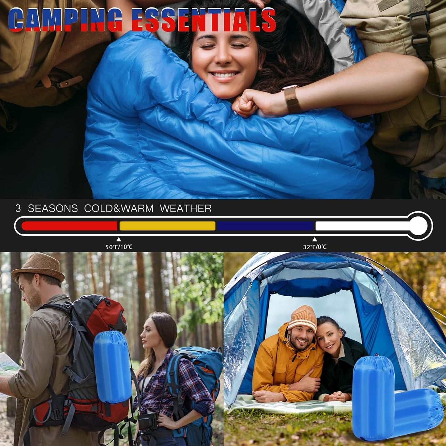 Junkin 12 Pcs Camping Sleeping Bag Bulk for Adults Homeless 4 Seasons Cold Warm Weather Sleeping Bags Waterproof Lightweight with Compression Sack for Hiking Travel Outdoor (Multicolor)