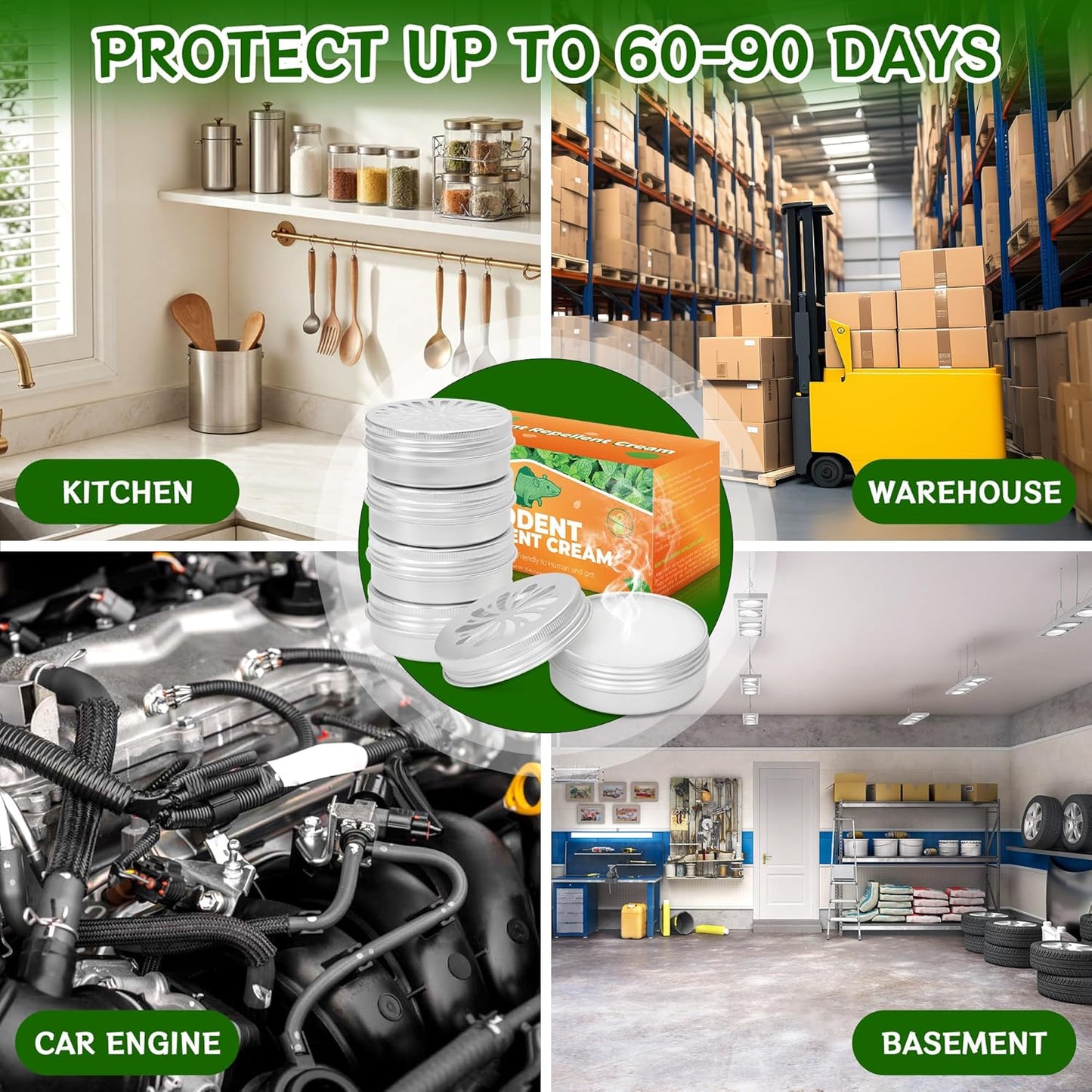 6 Pack Powerful Rodent Repellent, Natural Keep Rodent and Raccoon Away Deterrent with Long-Lasting Protection for Garden Lawn Yard Camping Fishing, Safe for Kids & Pets, Waterproof