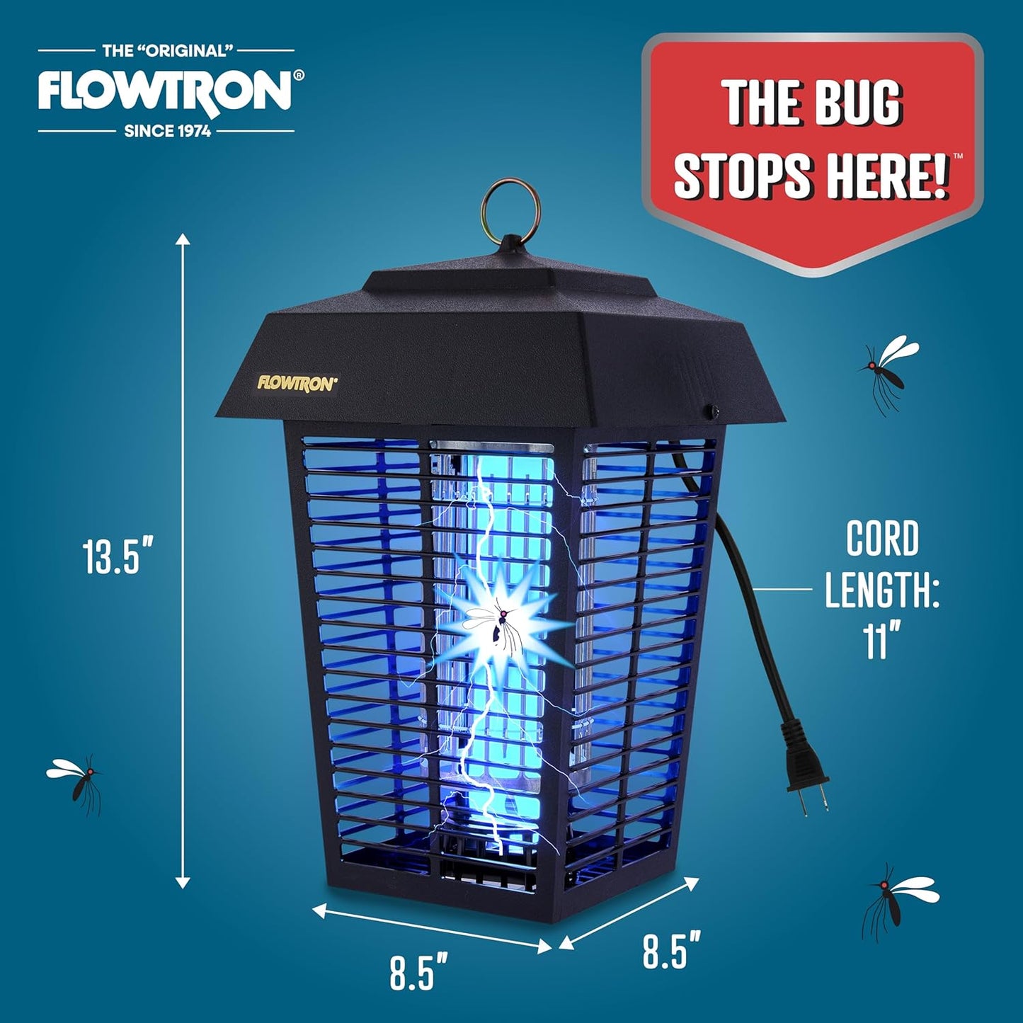 Flowtron Bug Zapper, 1 Acre of Outdoor Coverage with Powerful 40W Bulb & 5600V Instant Killing Grid, Electric Insect, Fly & Mosquito Zapper, Made in The USA