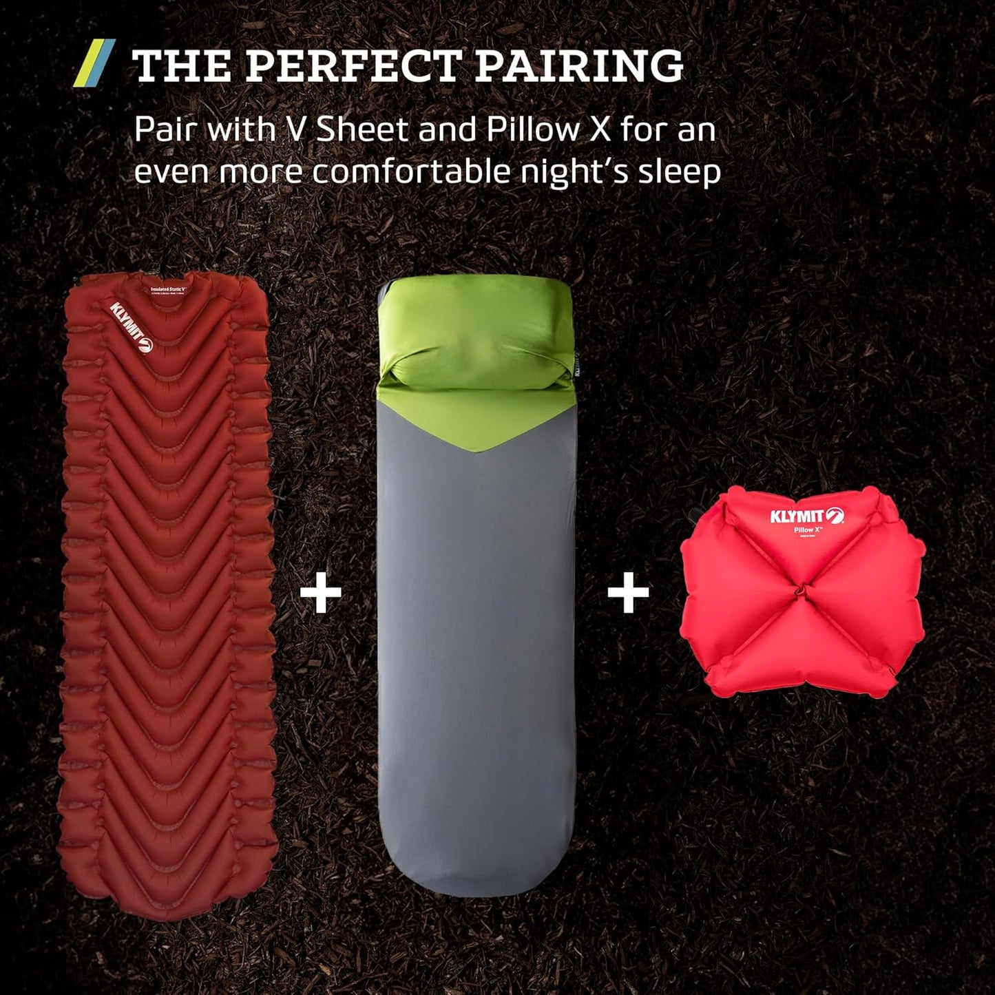 KLYMIT Insulated Static V Inflatable Sleeping Pad | Comfortable, Lightweight, Easy to Inflate, Portable Air Bed Mattress for Camping, Backpacking and Hiking — Red