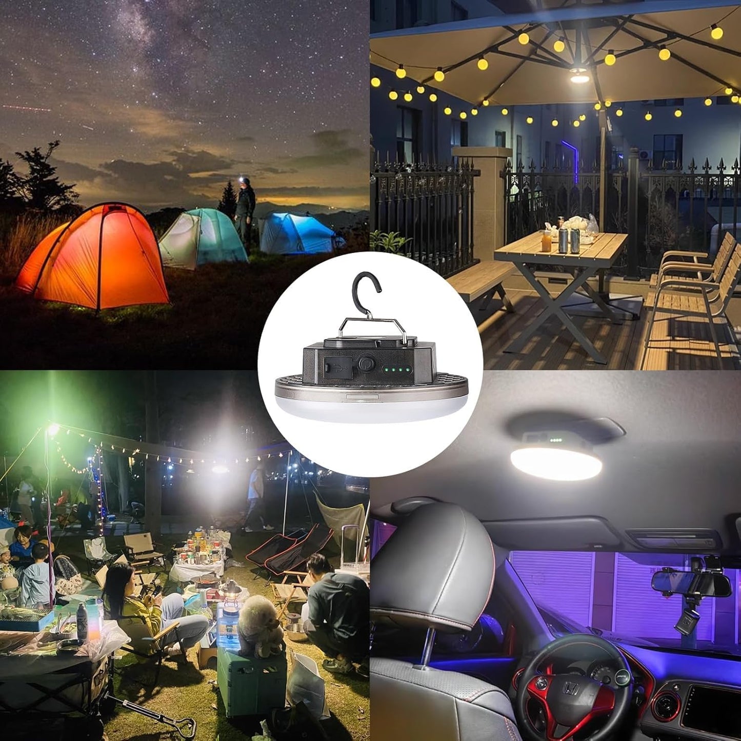 12000mAh 4000LM Camping Lights 3 Color Lighting Modes Bright Rechargeable LED Lamp 40W Hanging Tent Lights IPX5 Waterproof,Magnet,Power Failure Emergency Survival Kits & Christmas Day Gift