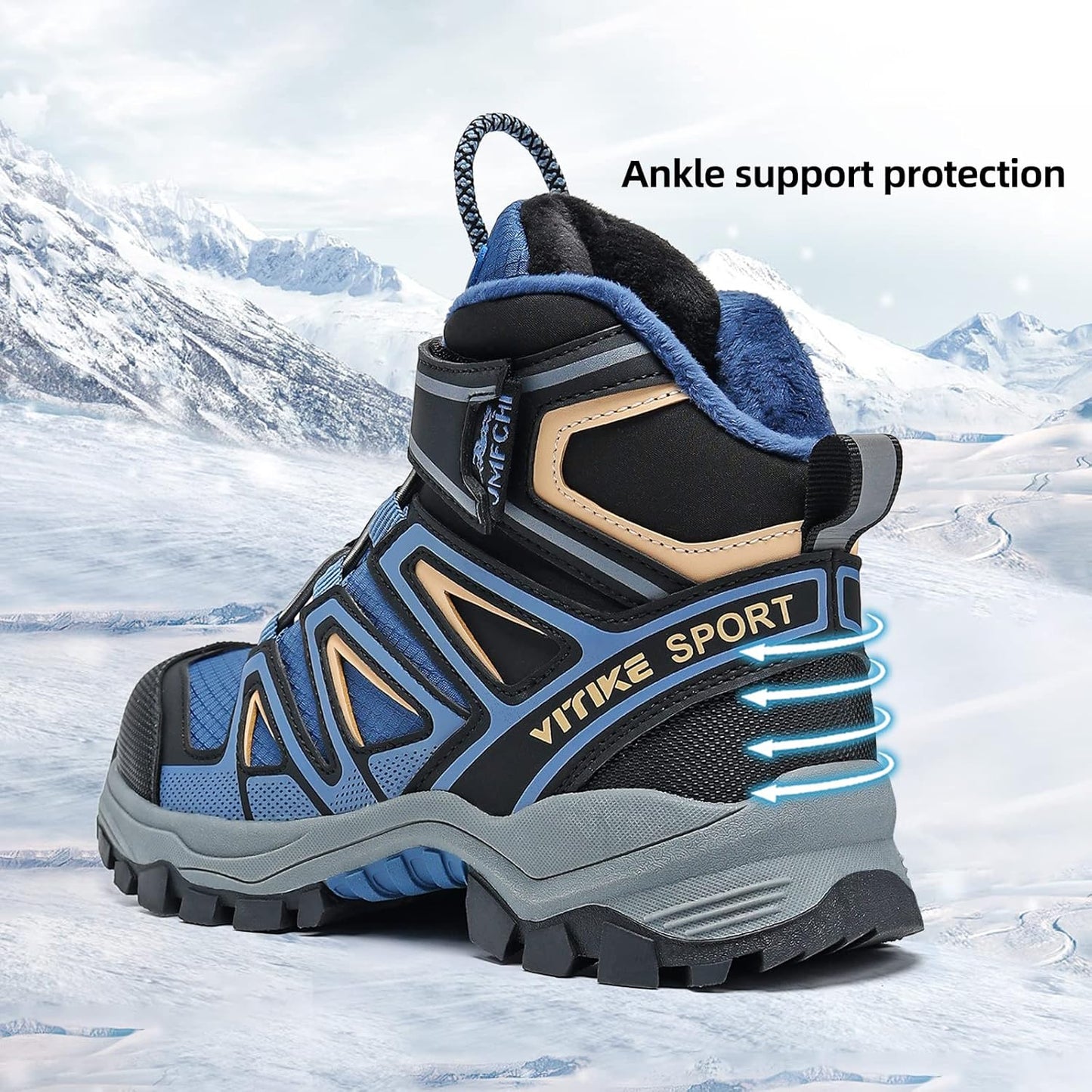 JMFCHI Kids Hiking Boots Boys Girls Outdoor Walking Climbing Sneaker Comfortable Non-slip Snow Shoes Hiker Boot Antiskid Steel Buckle Sole
