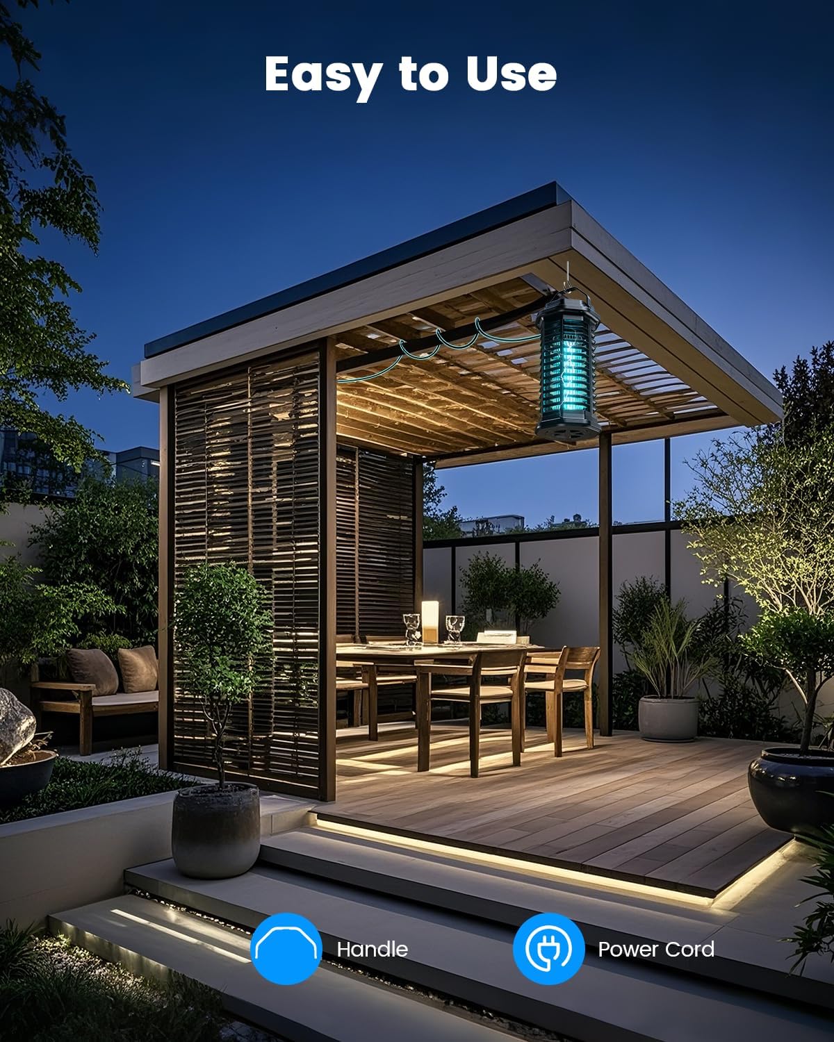 Minimoon Bug Zapper Outdoor, 4200V Electric Mosquito Zapper Indoor, IPX4 Waterproof Insect Zapper Electric Fly Traps, 4Ft Cord, Insect Trap for Yard, Backyard, Patio, Camping